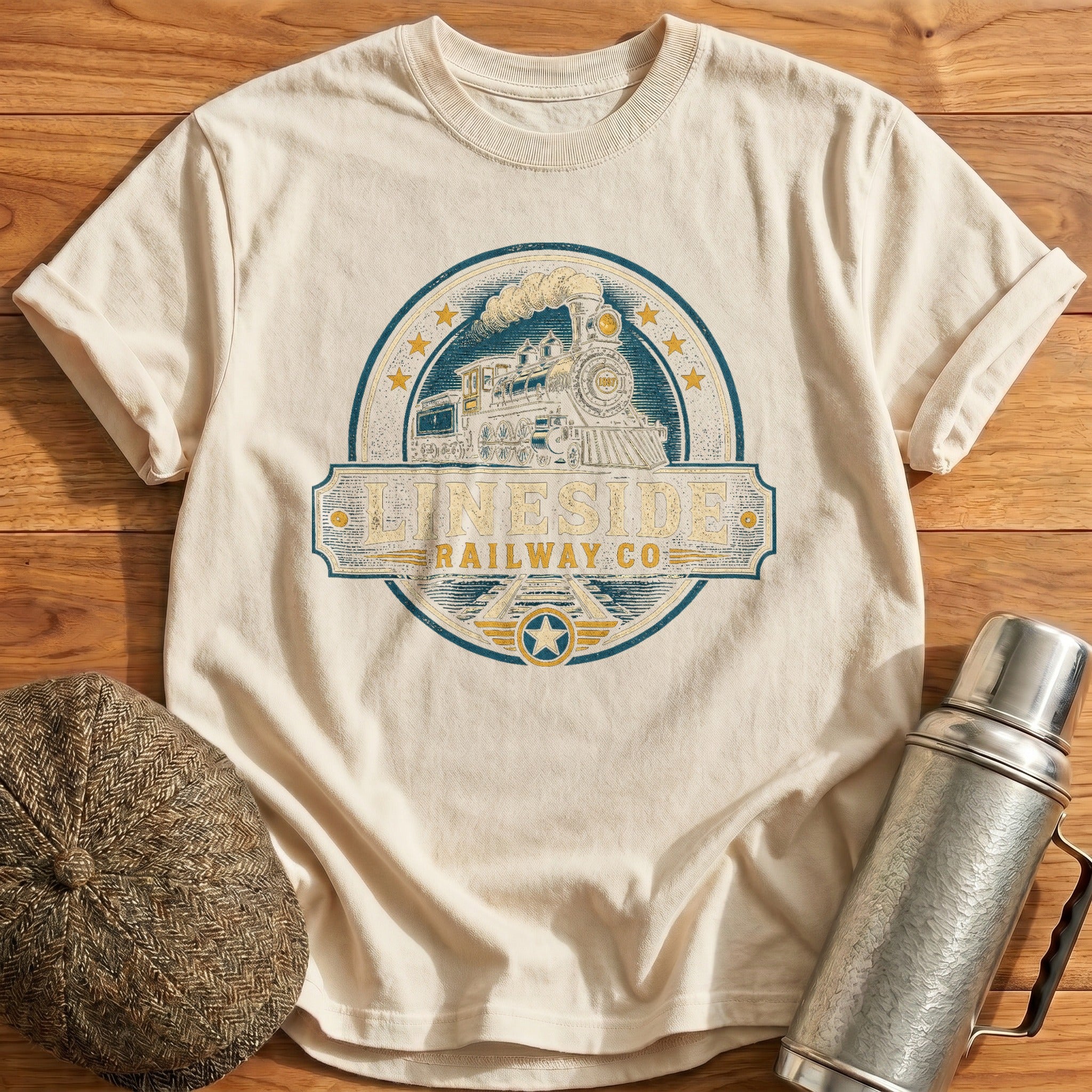 Retro Train Badge II T-Shirt - Natural
