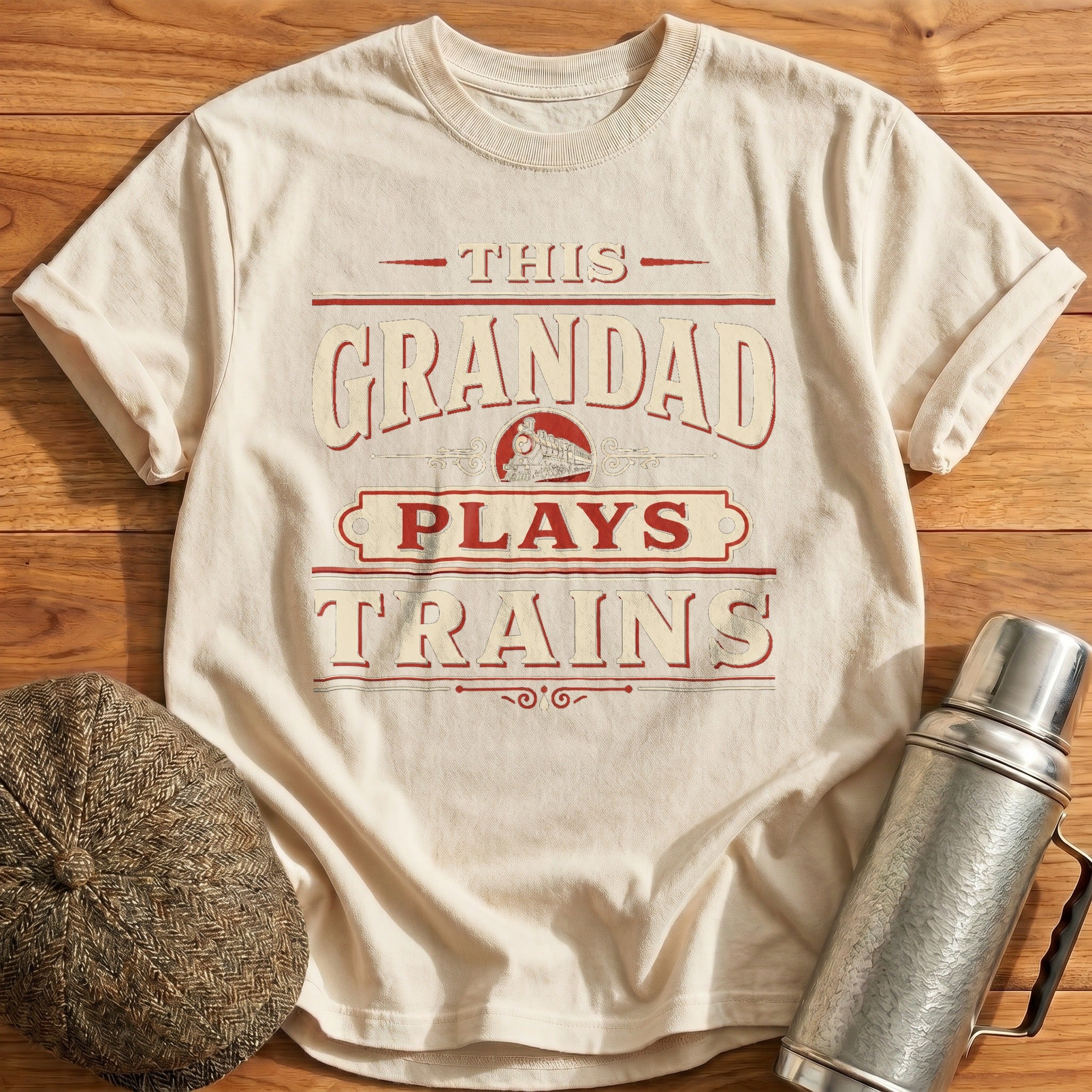 This Grandad Plays Trains T-Shirt - Natural