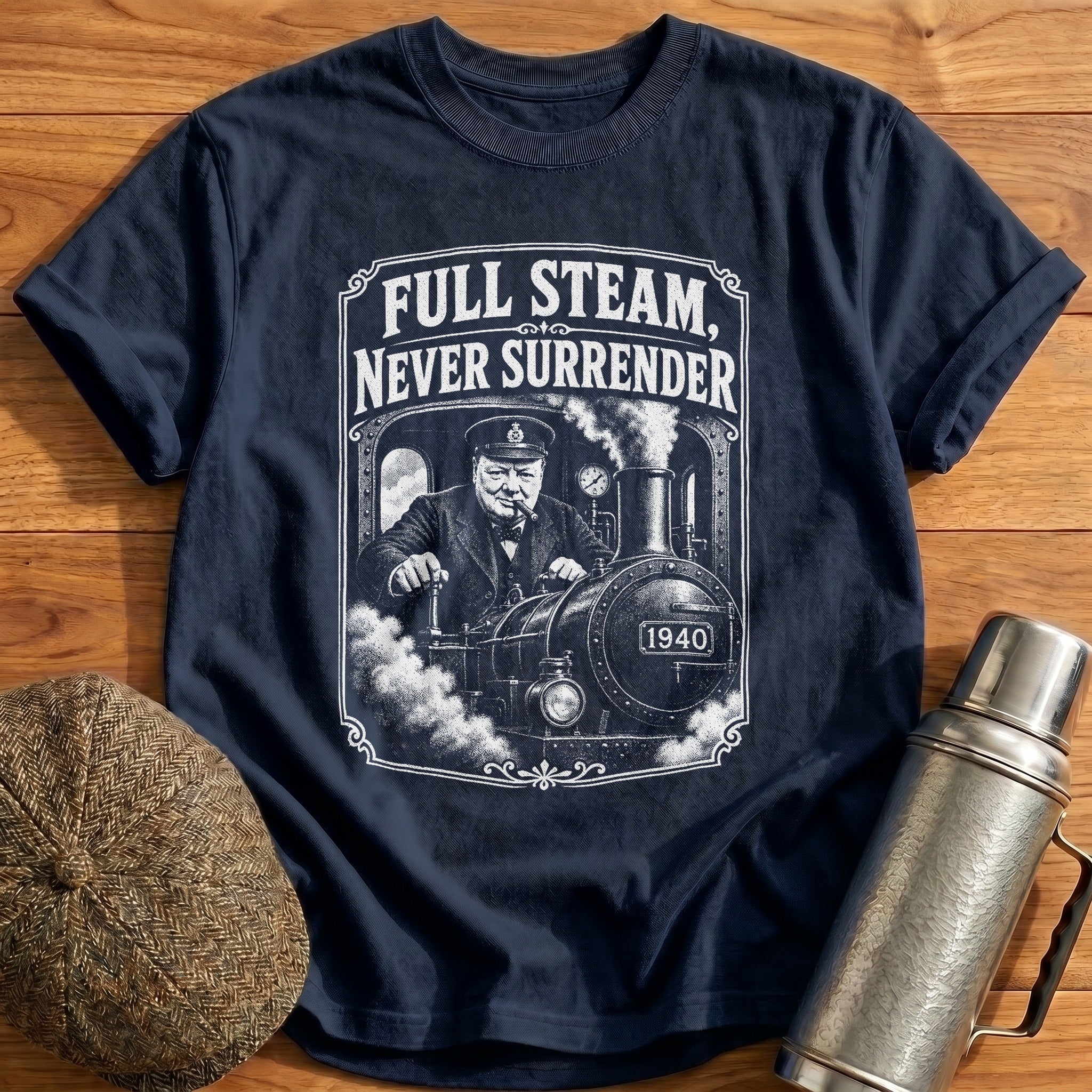 Full Steam, Never Surrender T-Shirt - Navy
