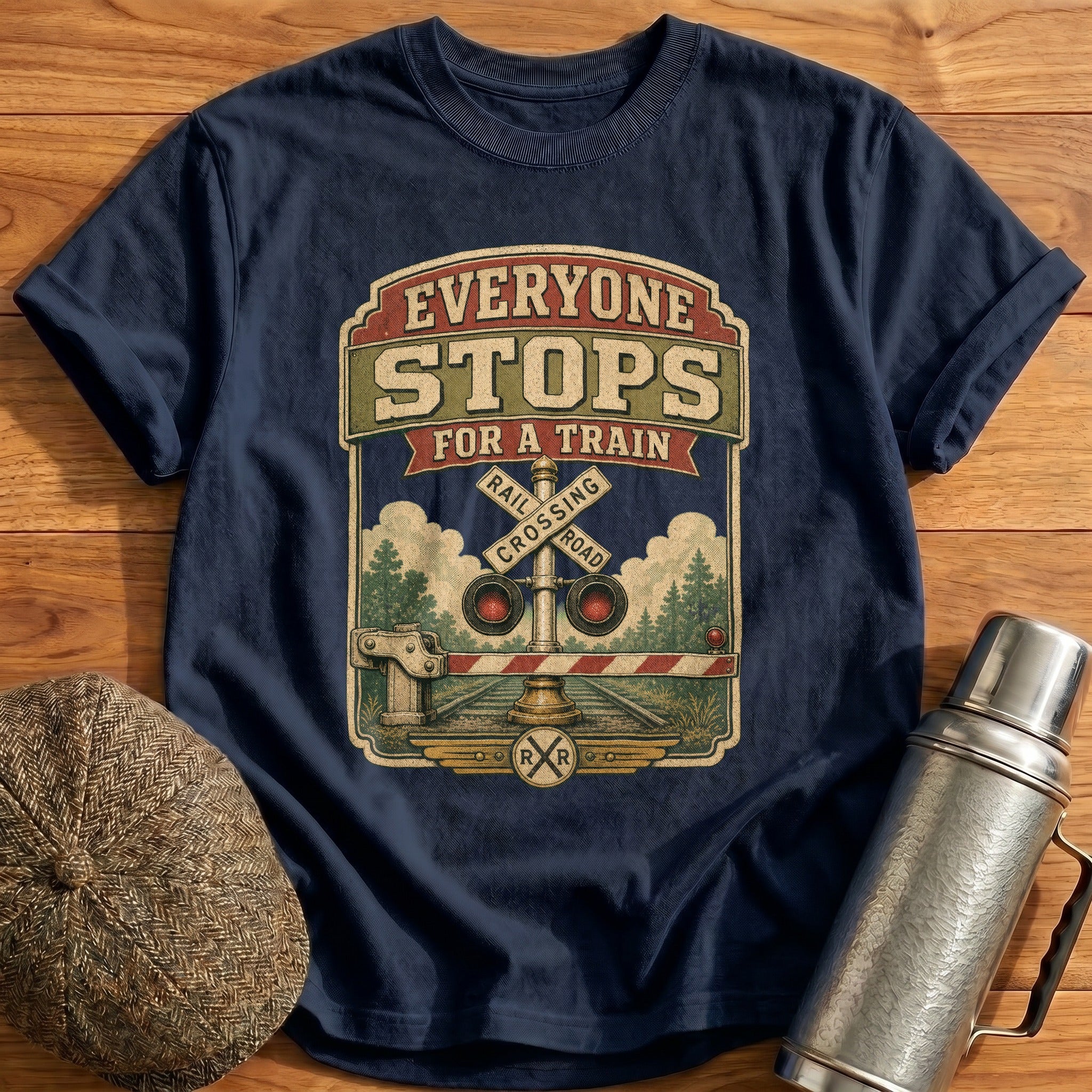 Everyone Stops for a Train T-Shirt - Navy