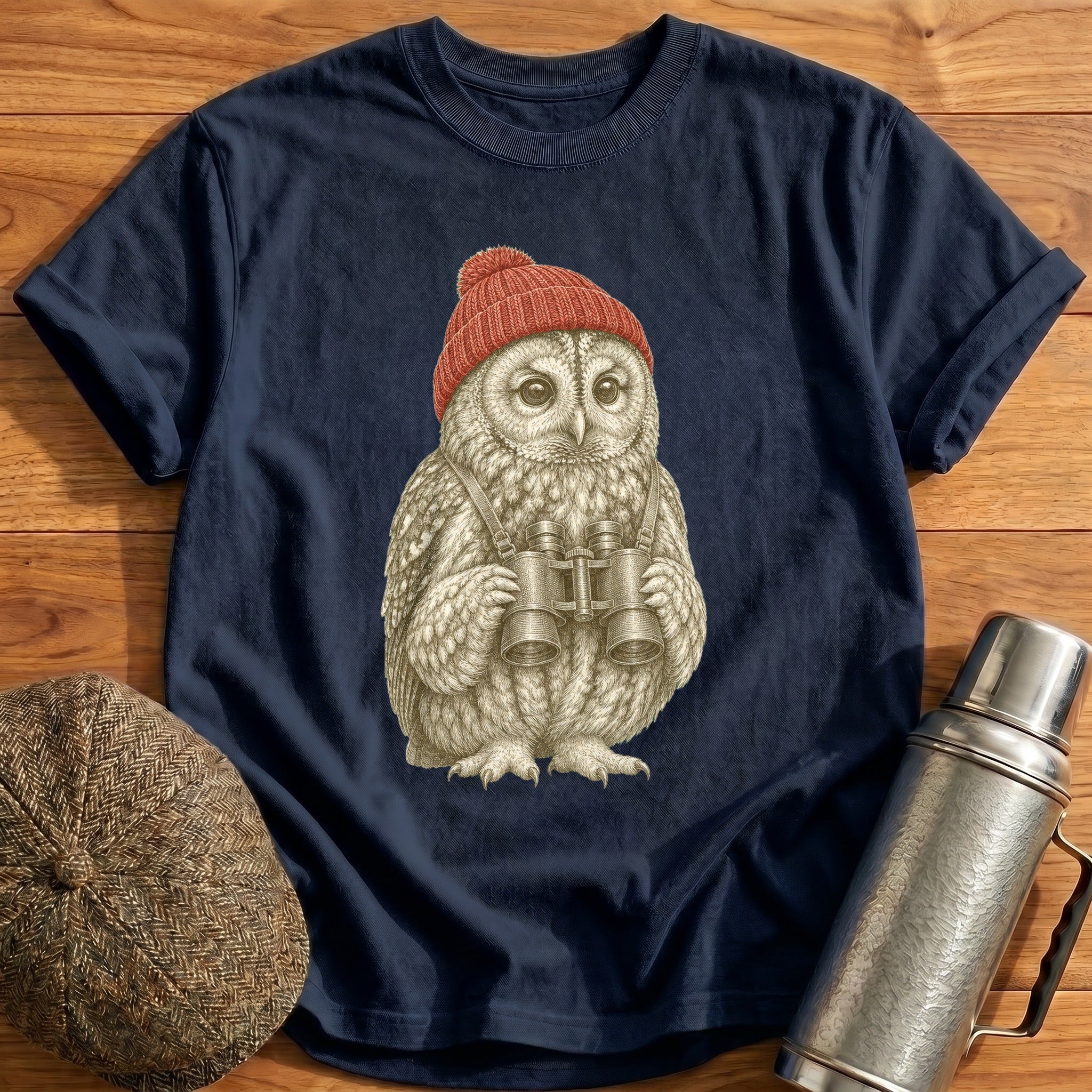 Tawny Owl Trainspotter T-Shirt - Navy