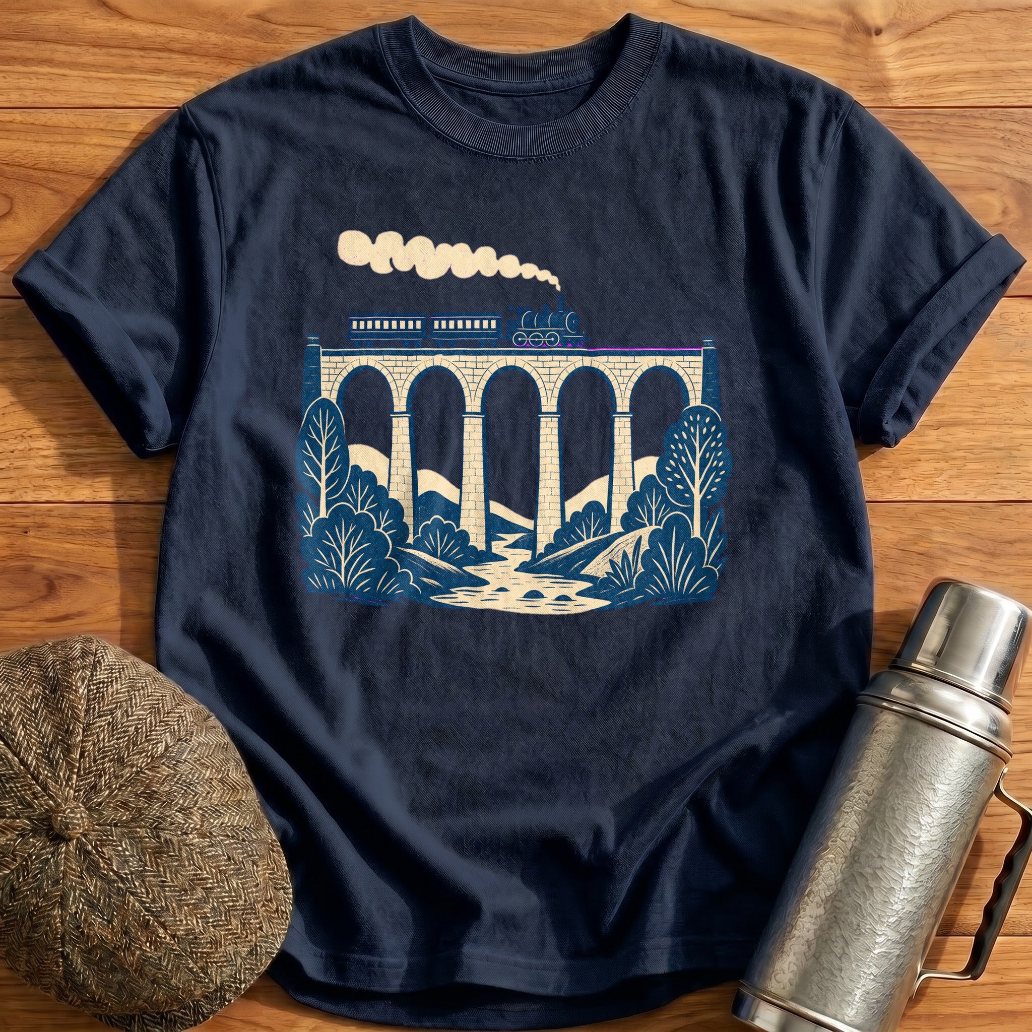 Railway Viaduct T-Shirt - Navy