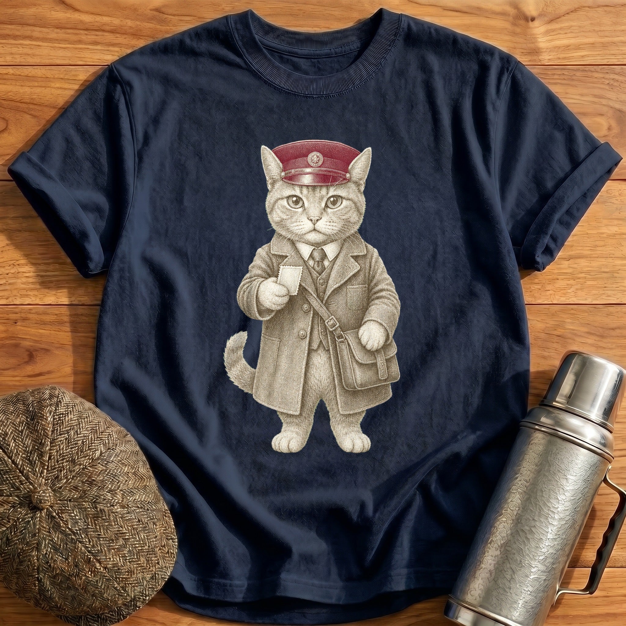 Cat Ticket Inspector T-Shirt - Navy