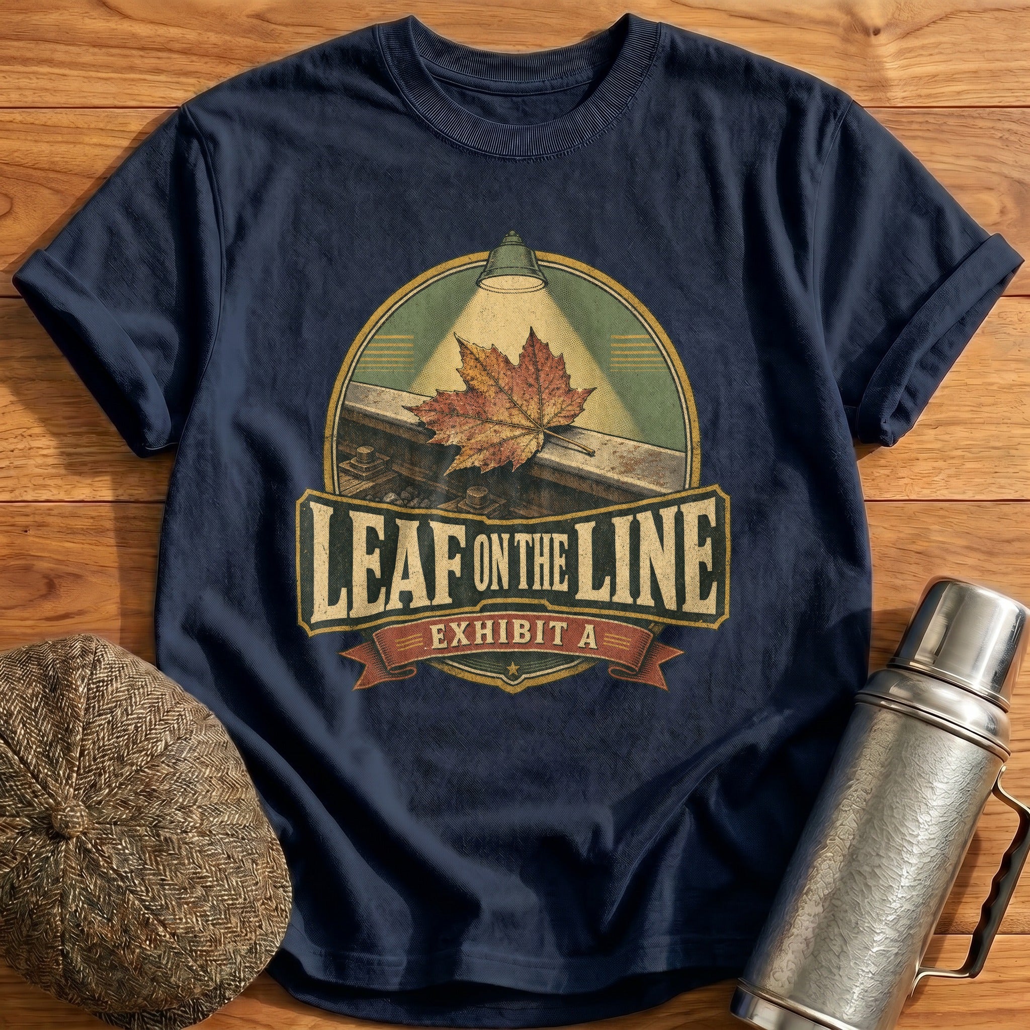 Leaf on the Line T-Shirt - Navy