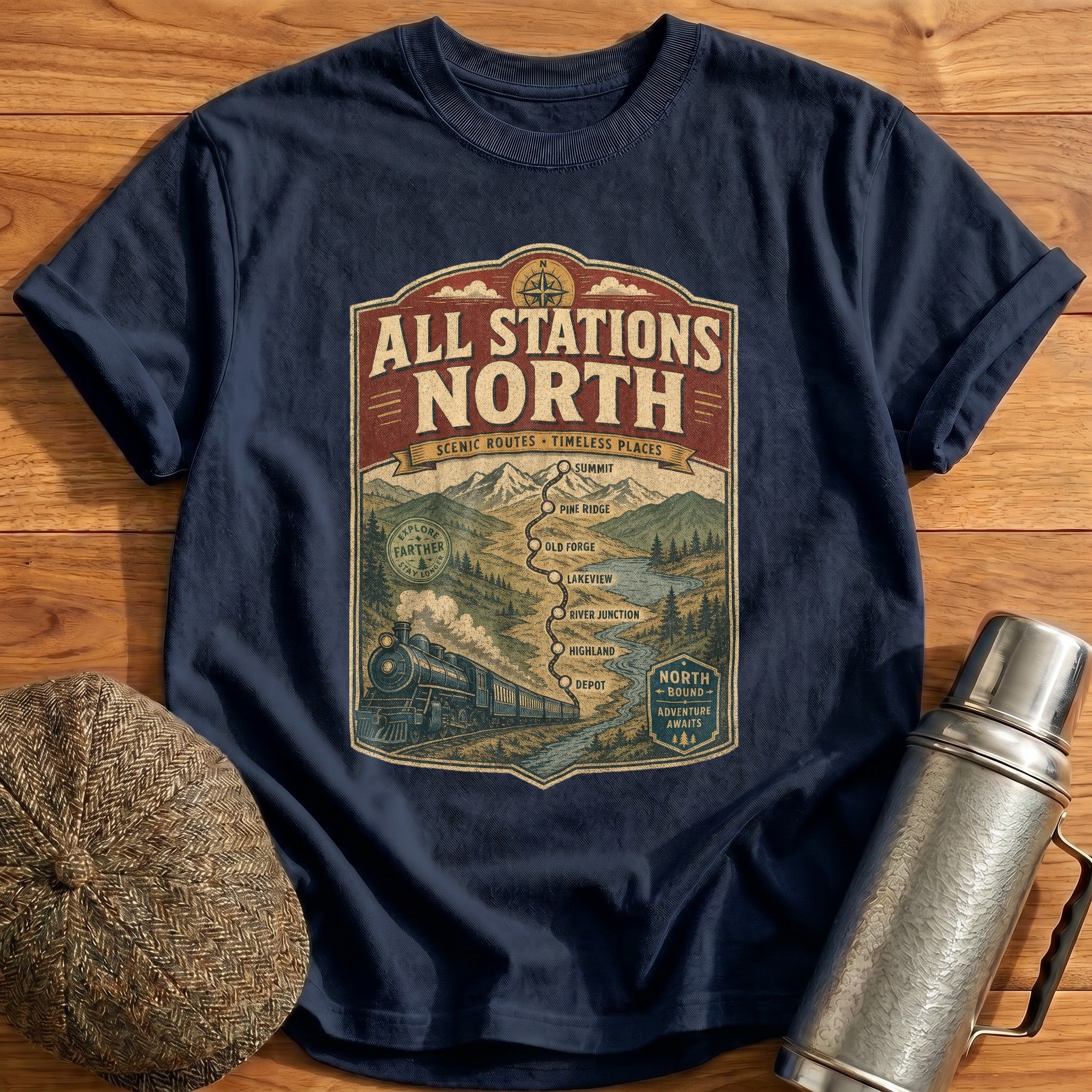 All Stations North II T-Shirt - Navy