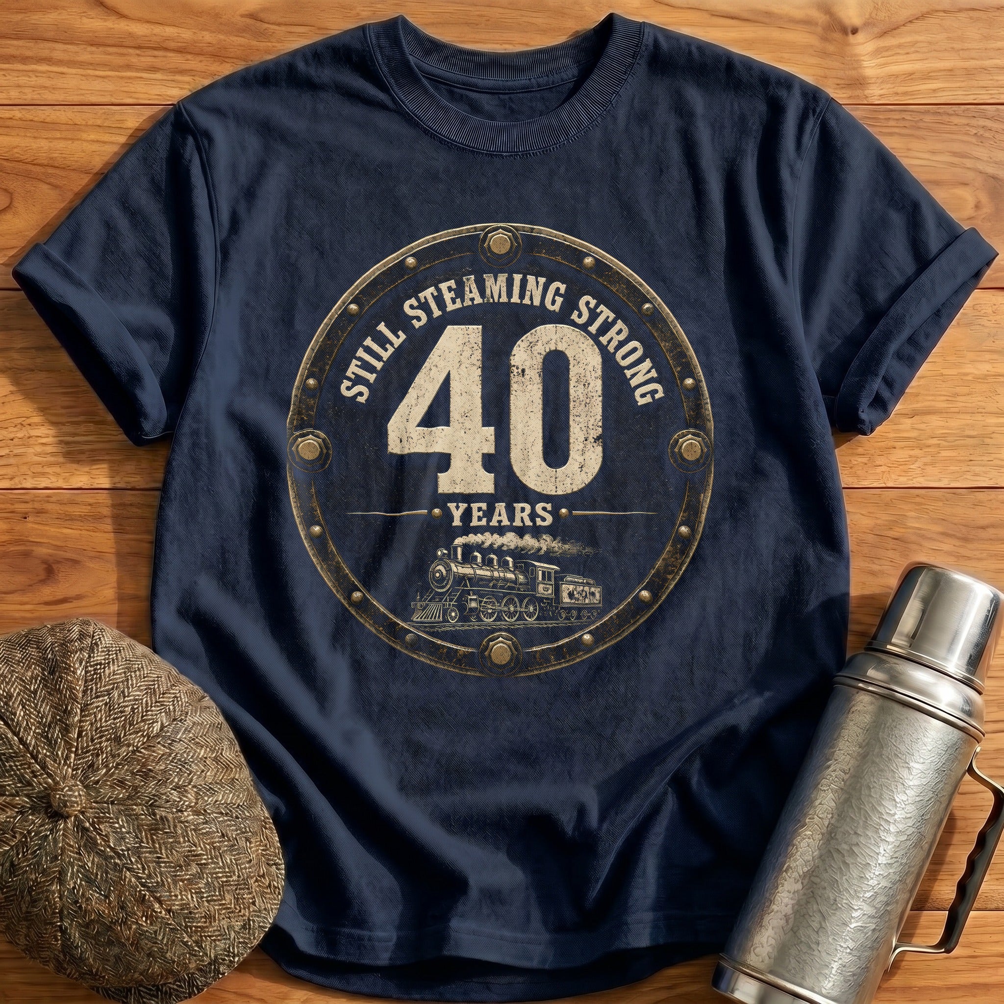 40 Still Steaming T-Shirt - Navy