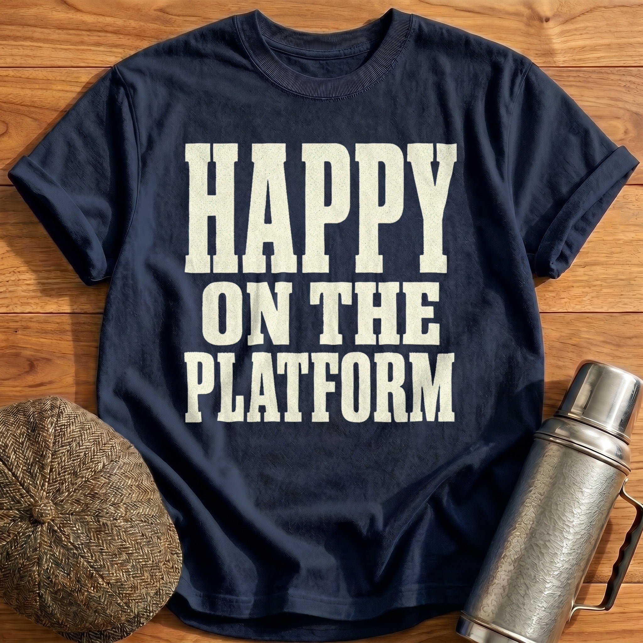 Happy on the Platform T-Shirt - Navy