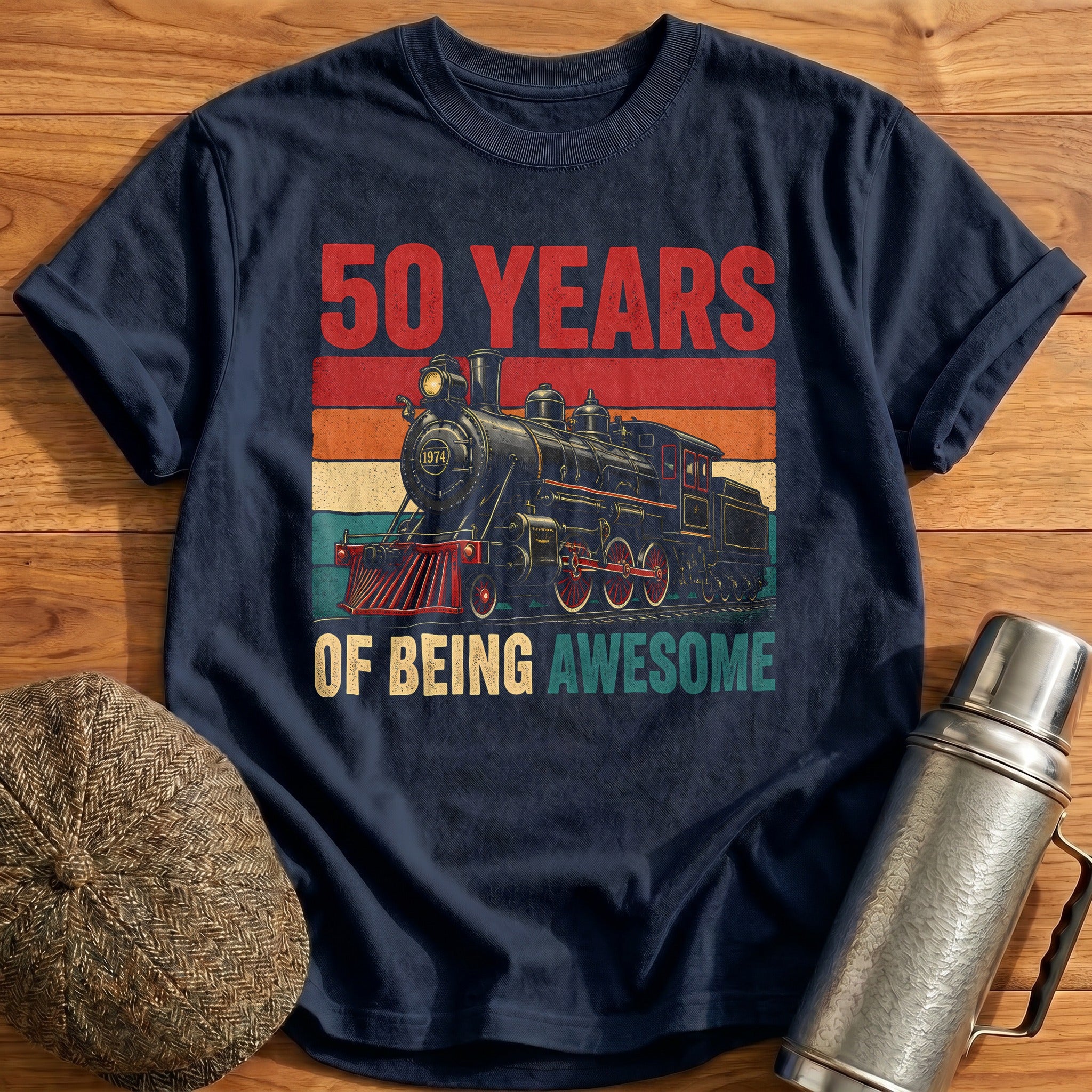 50 Being Awesome T-Shirt - Navy
