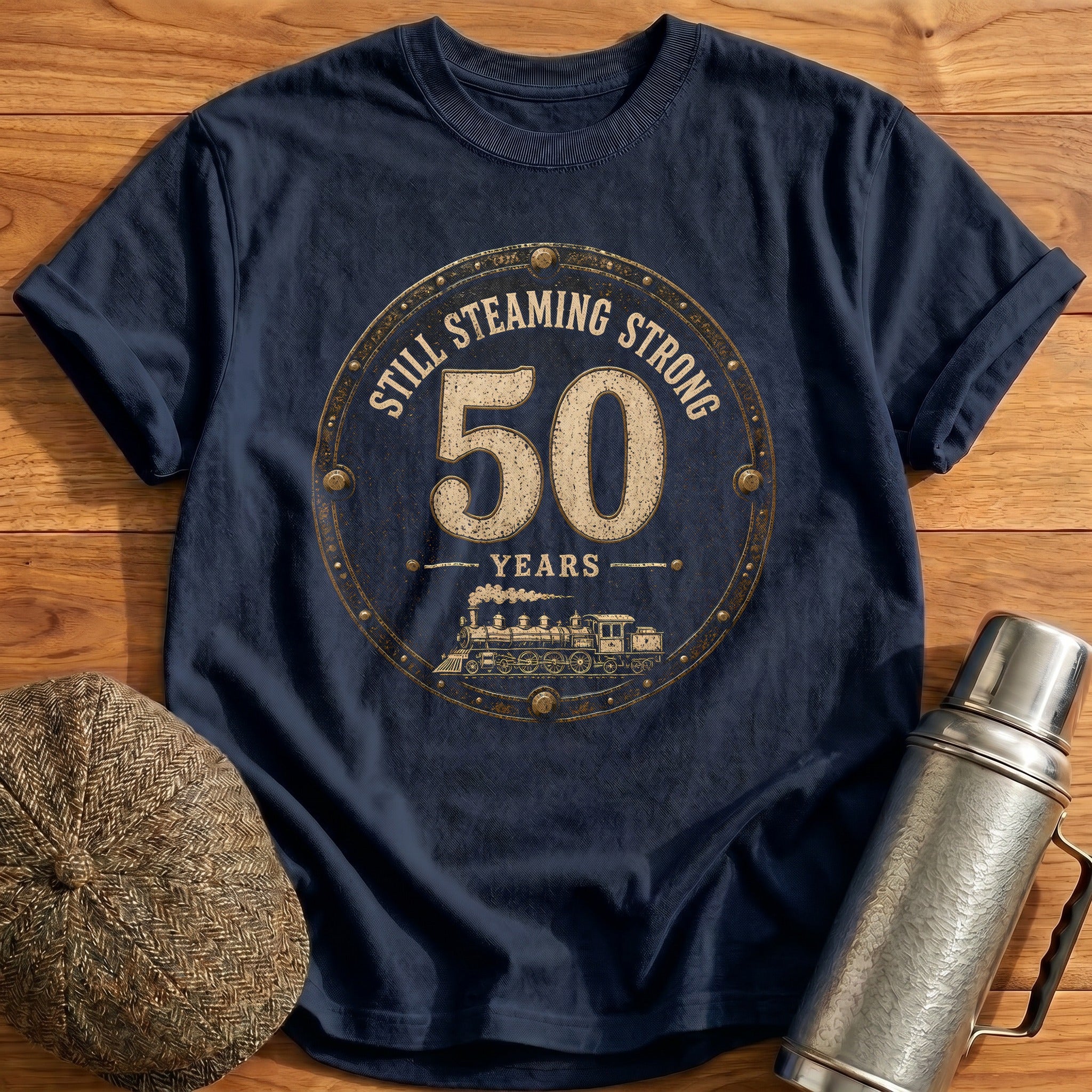 50 Still Steaming T-Shirt - Navy
