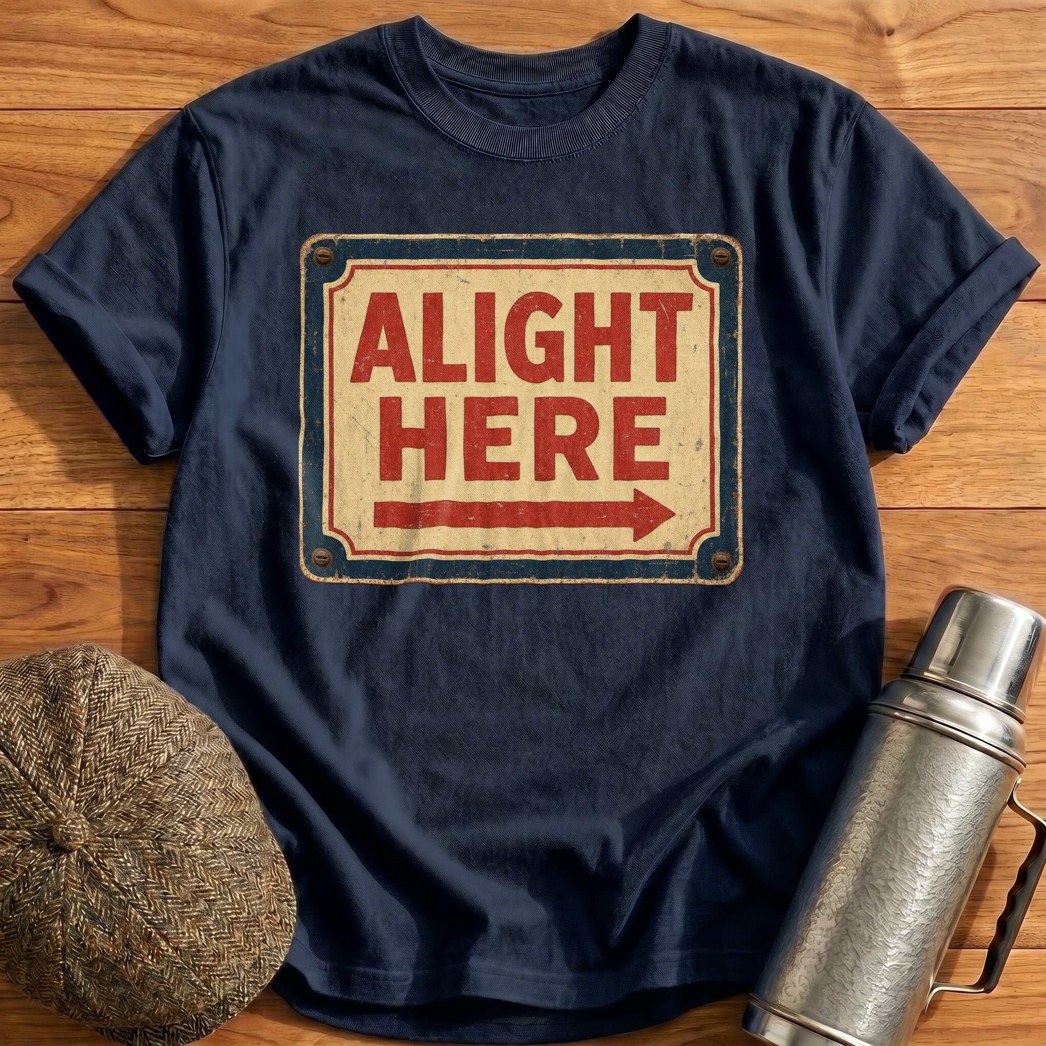 Alight Here T-Shirt - Navy