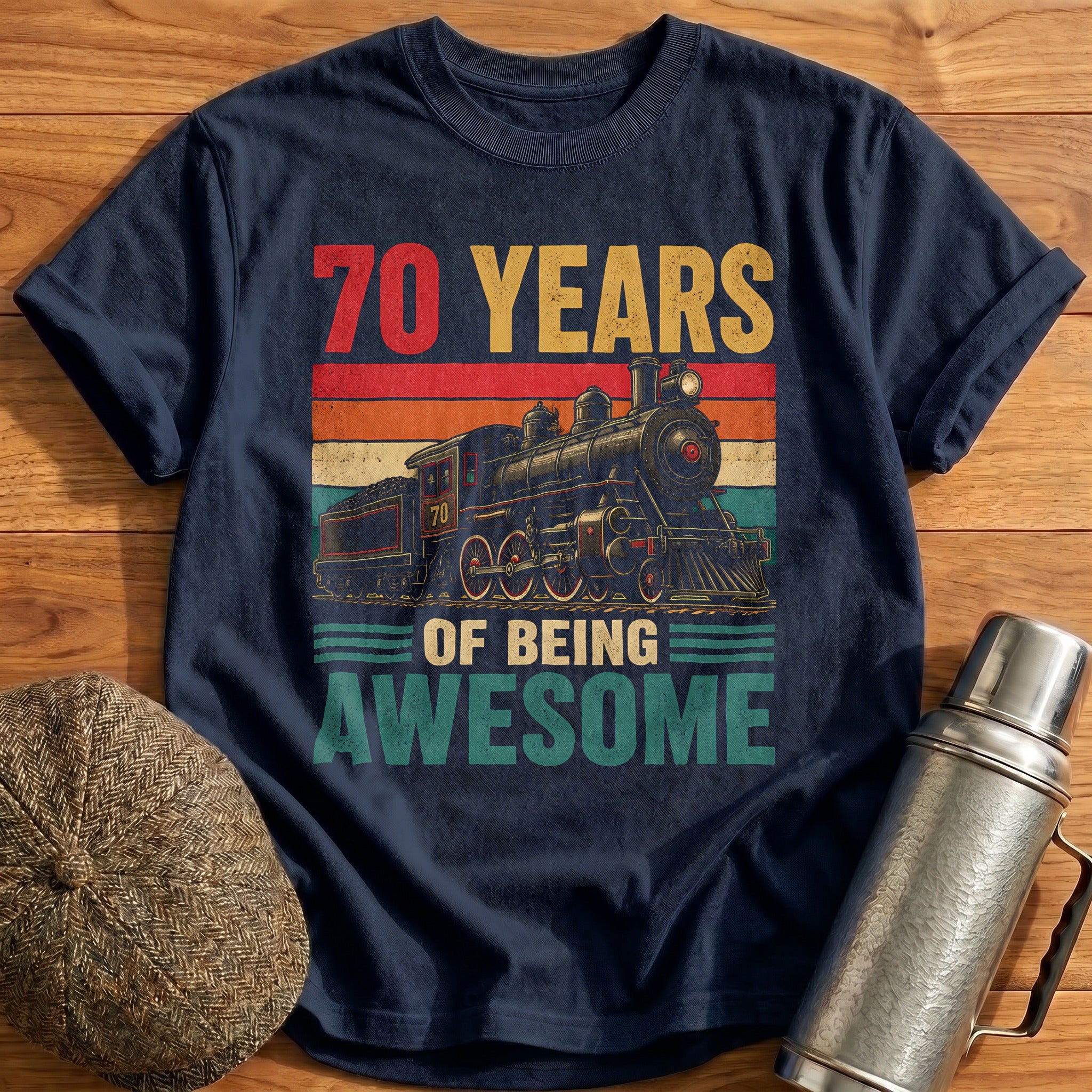 70 Being Awesome T-Shirt - Navy