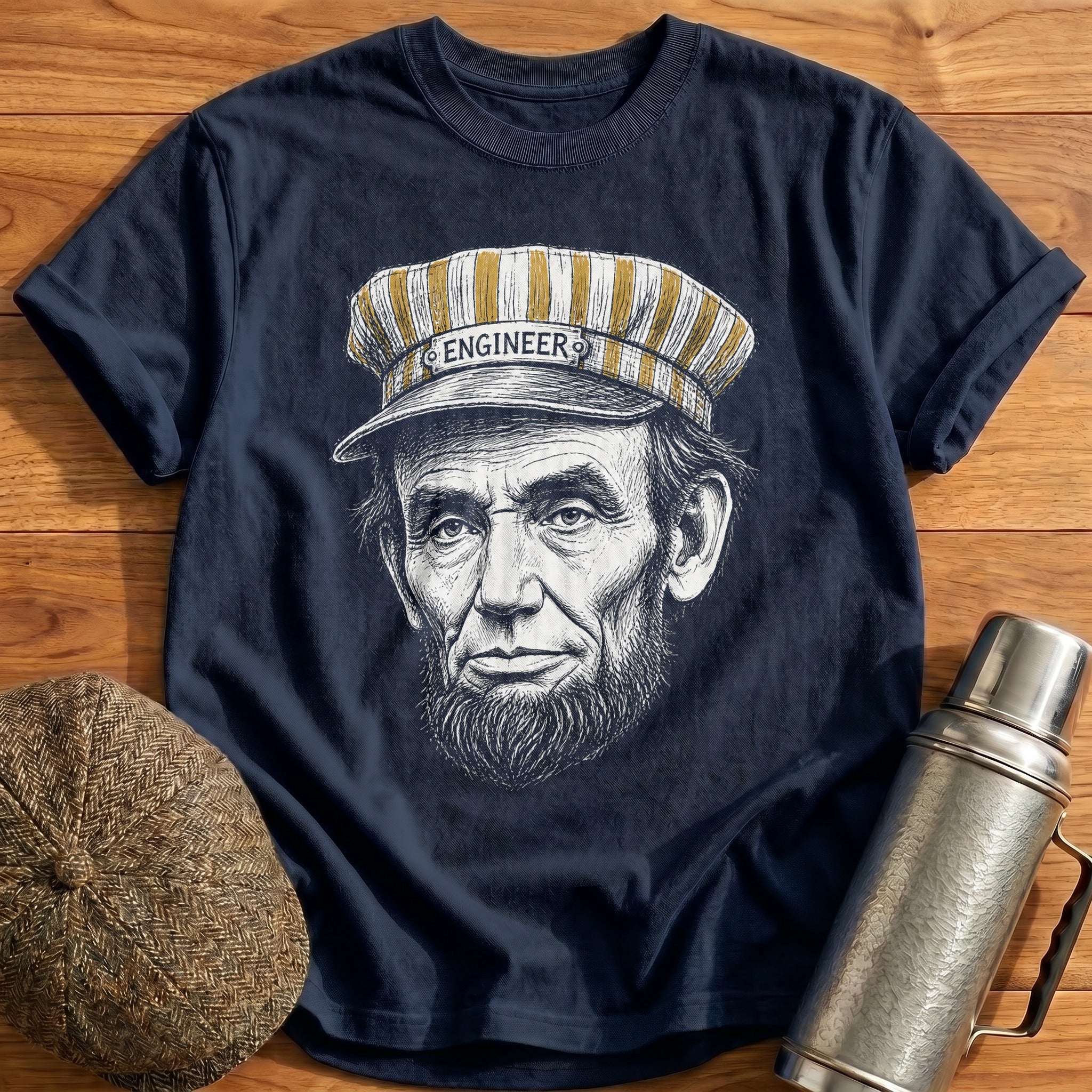 Abraham Lincoln Driver Sketch T-Shirt - Navy