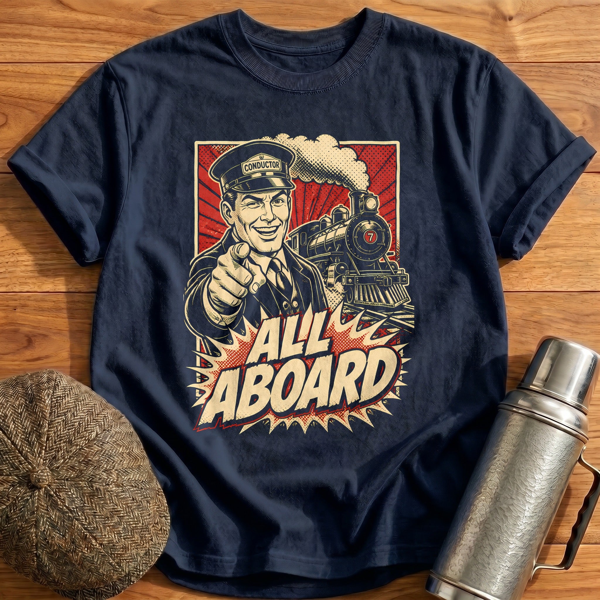 All Aboard Conductor T-Shirt - Navy