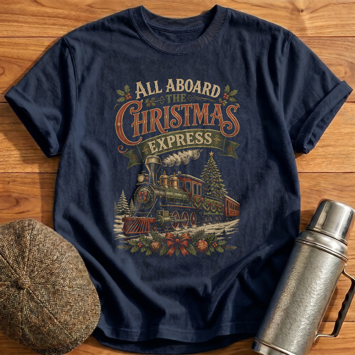 All Aboard The Christmas Express 72 T-Shirt - Navy