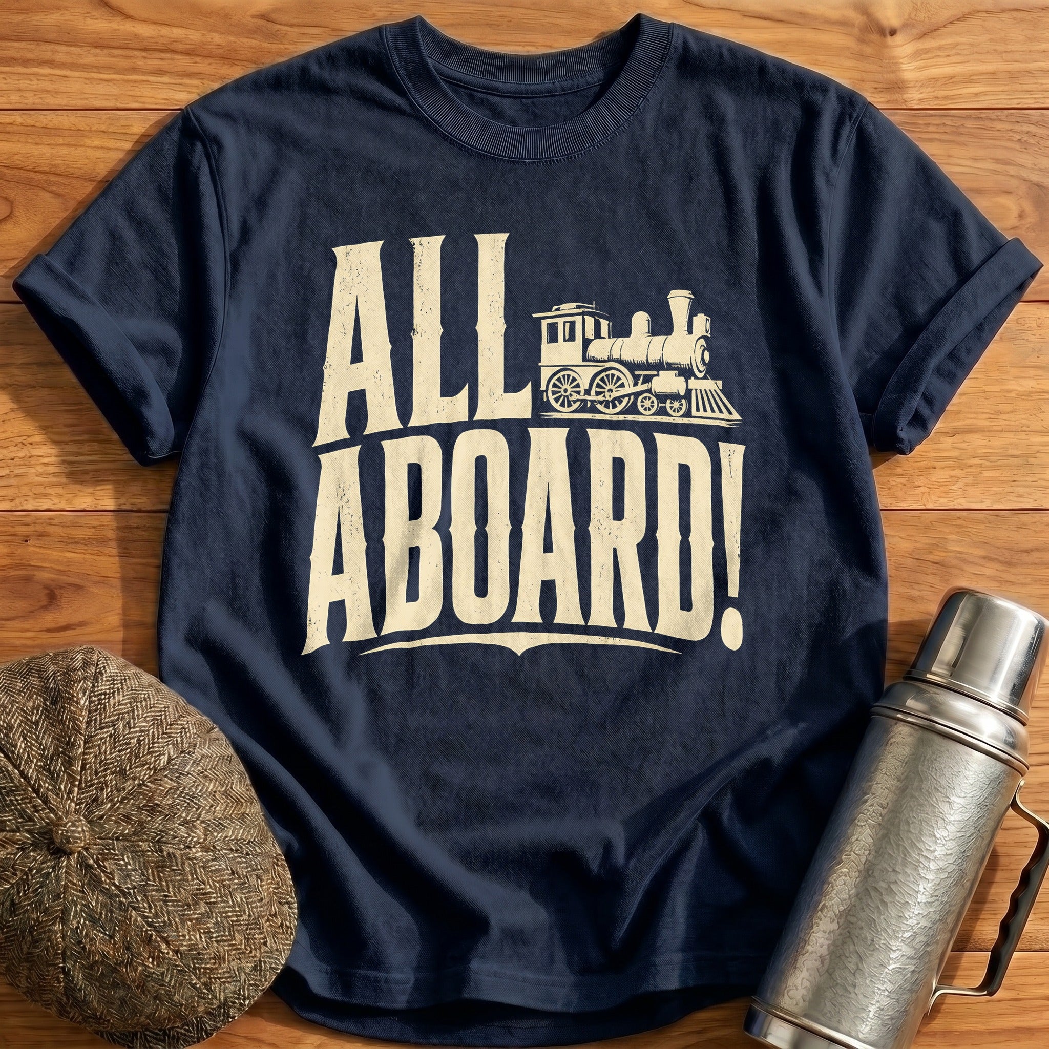 All Aboard Train Enthusiast Vintage - Navy