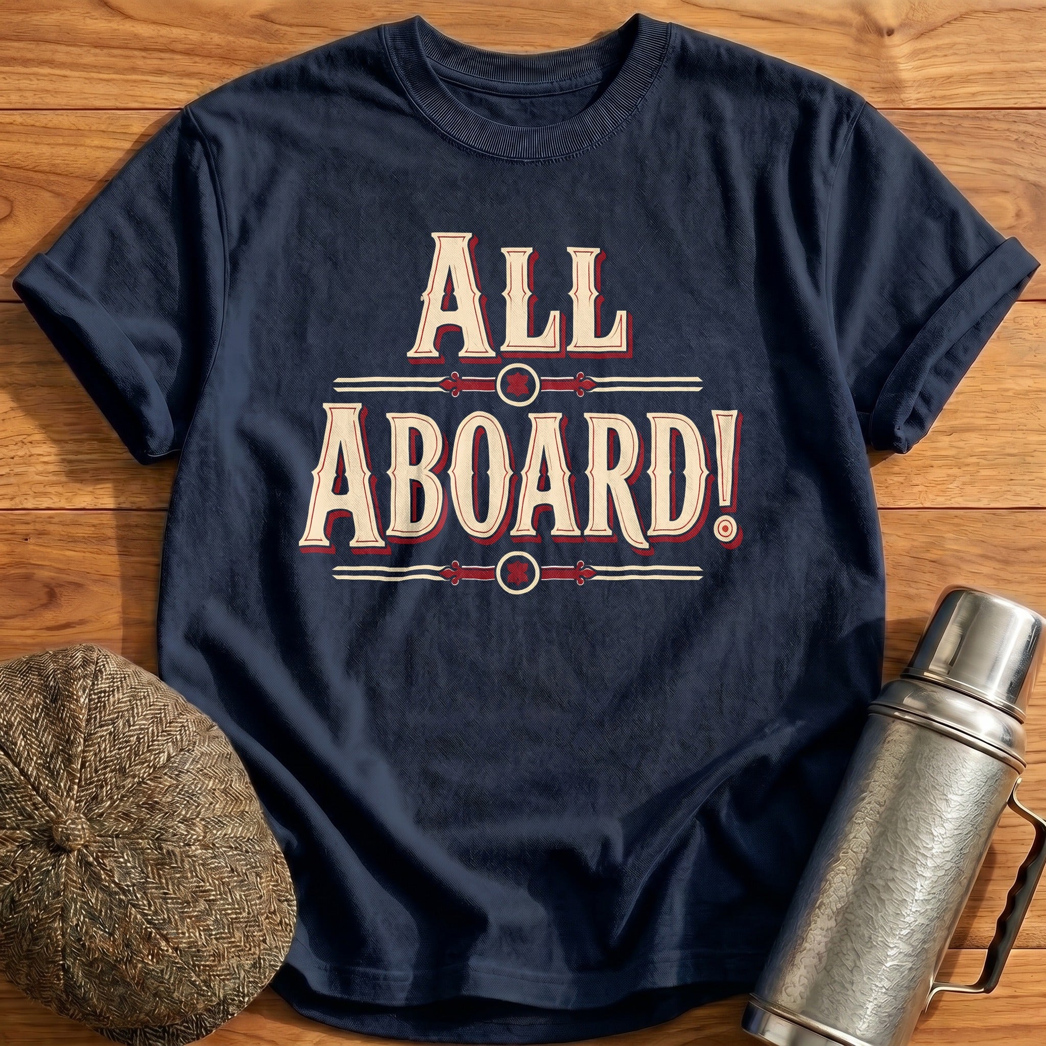 All Aboard Train Vintage - Navy