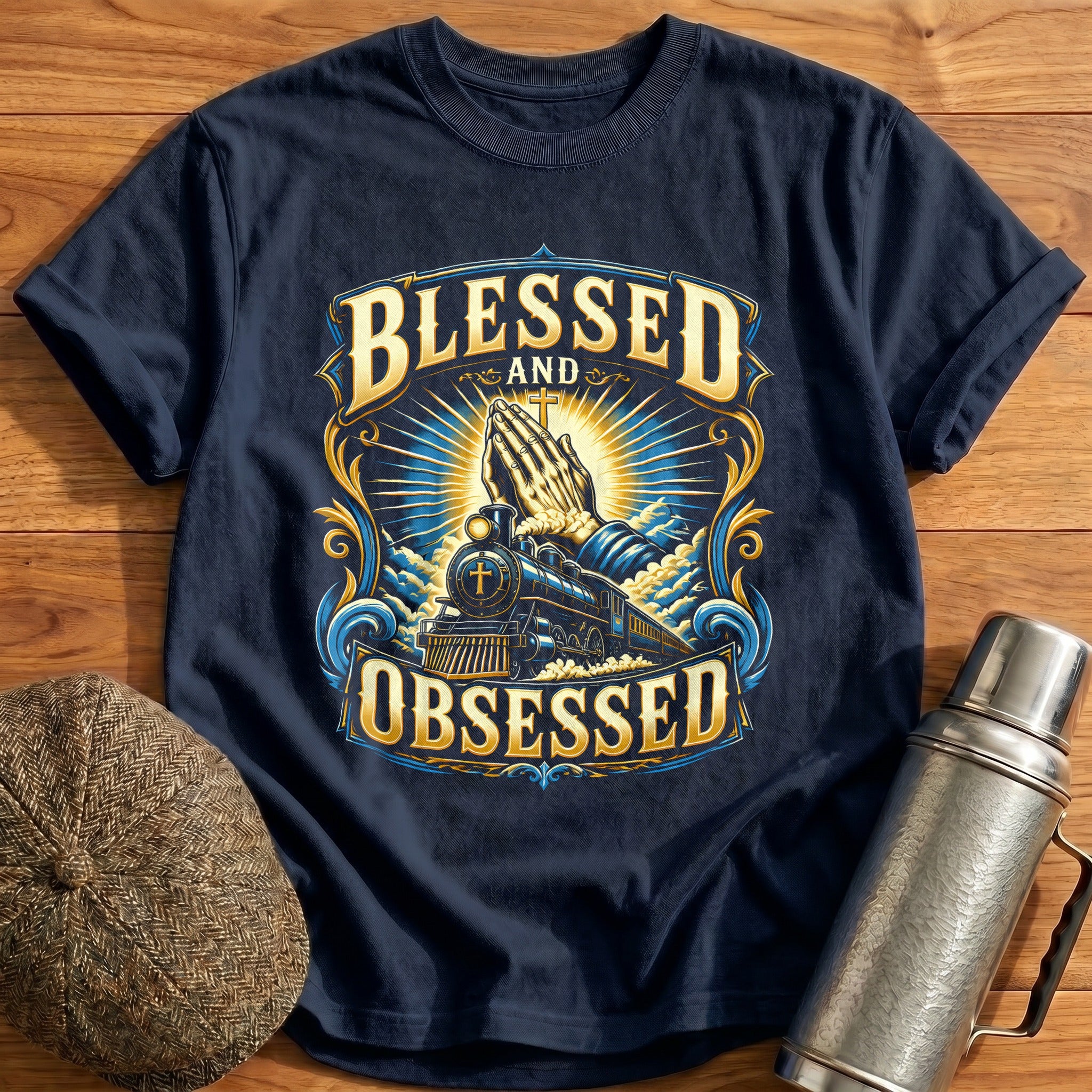 Blessed And Obsessed Train Lover Funny - Navy