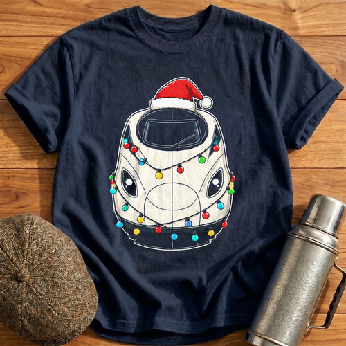 Bullet Train Christmas Lights 33 T-Shirt - Navy