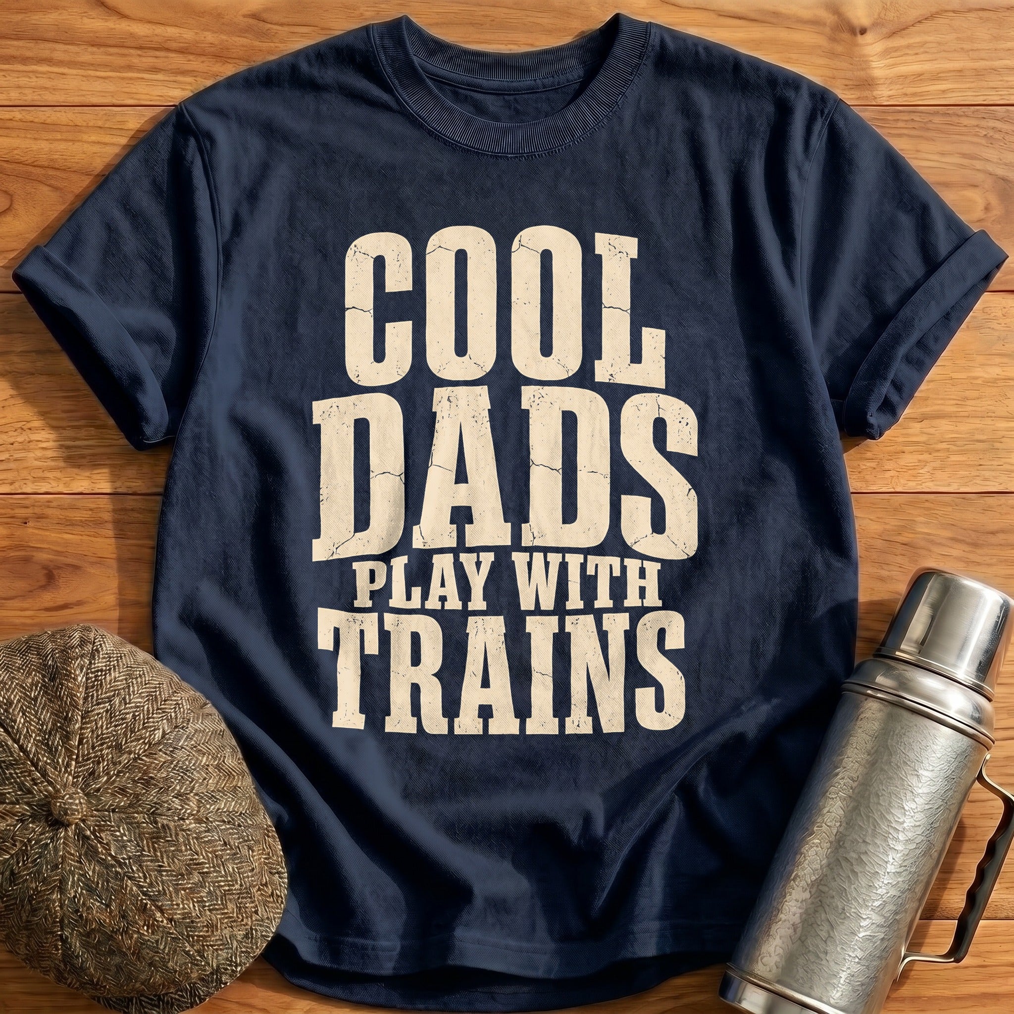 Cool Dads Play With Trains Father Railroad - Navy