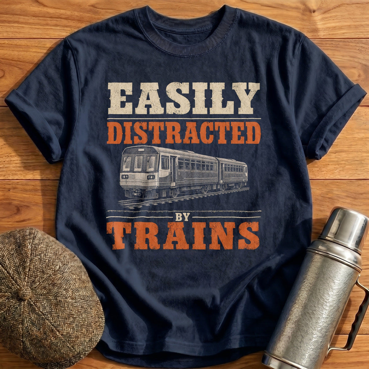 Easily Distracted Trains Class 142 Pacer Kids T-Shirt - Navy