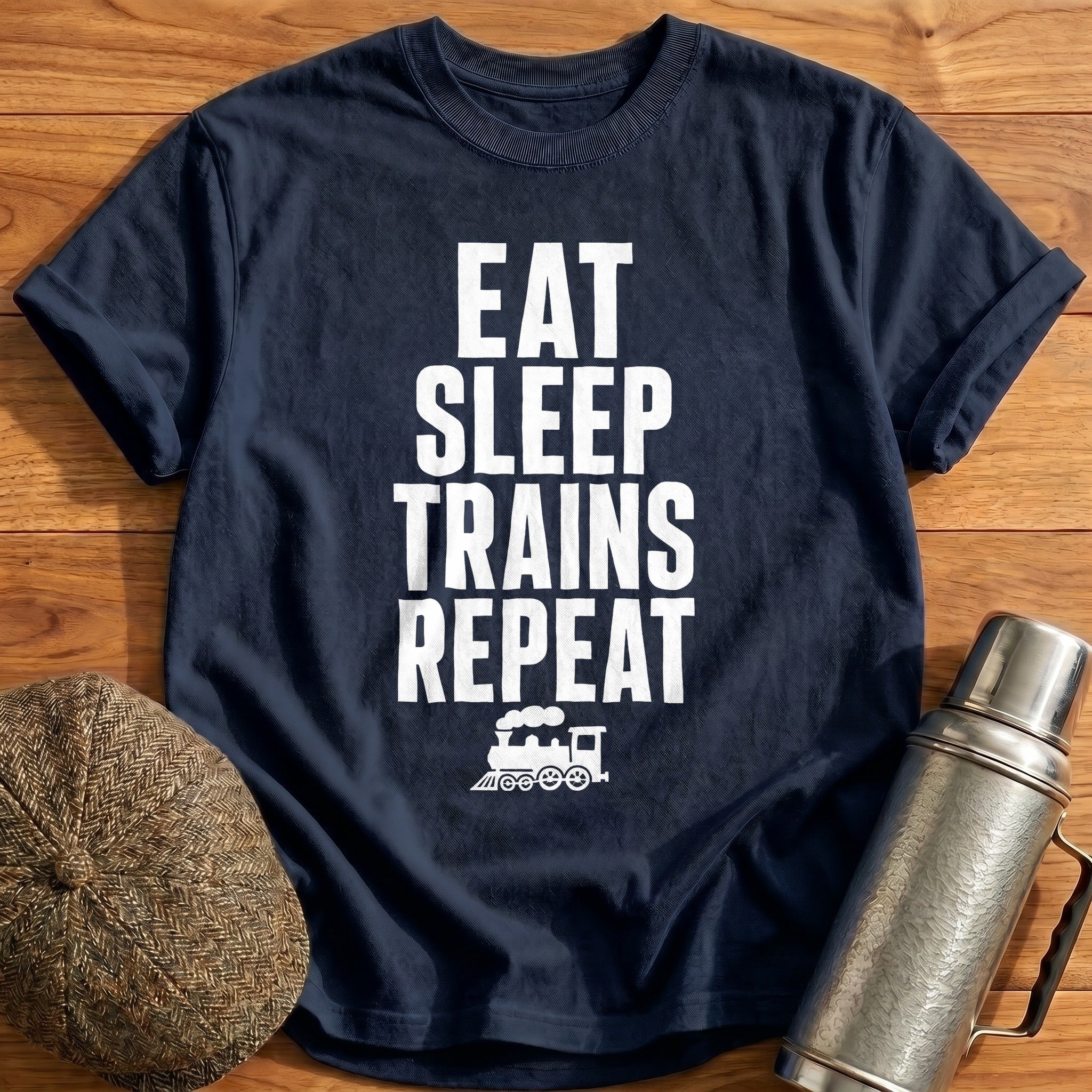 Eat Sleep Trains 64 T-Shirt - Navy