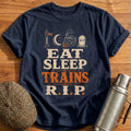 Eat Sleep Trains Rip T-Shirt - Navy