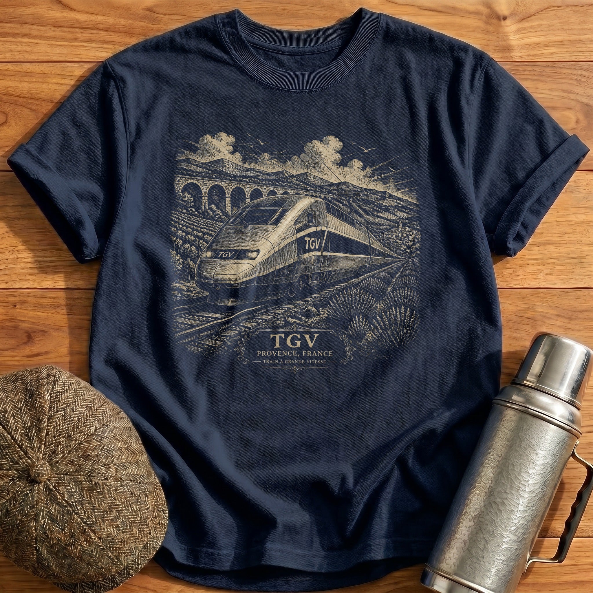 French TGV High Speed Train T-Shirt - Navy