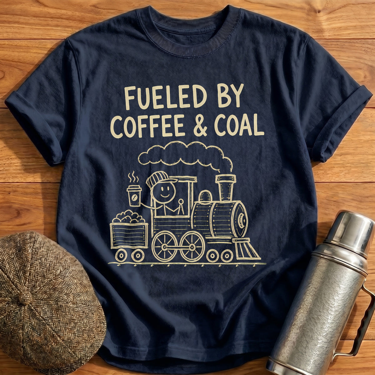 Fueled By Coffee And Coal 44 T-Shirt - Navy