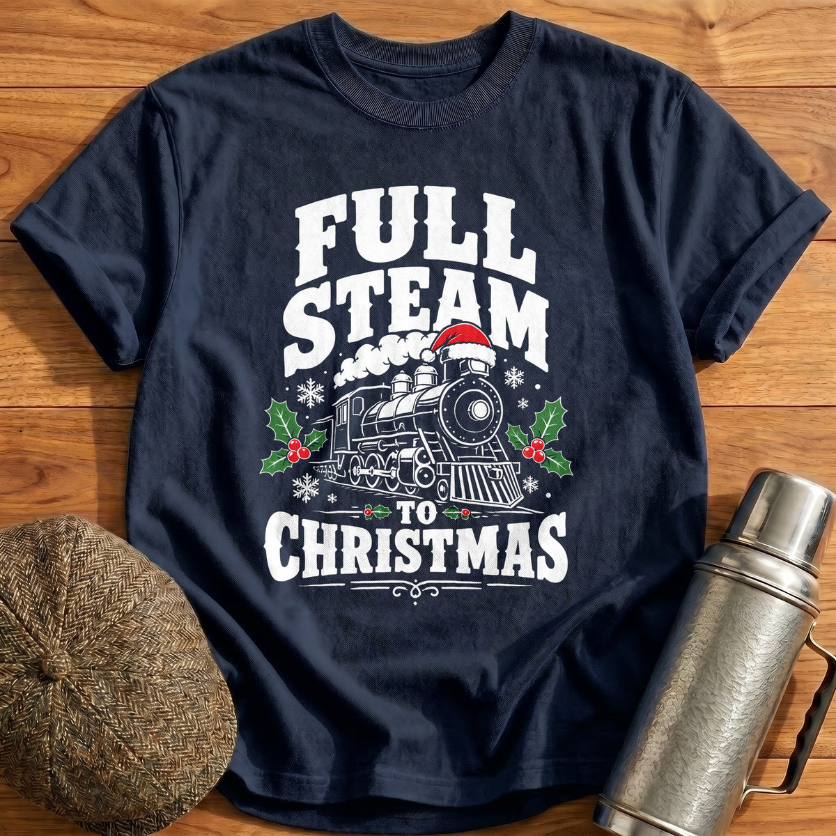 Full Steam To Christmas 61 T-Shirt - Navy