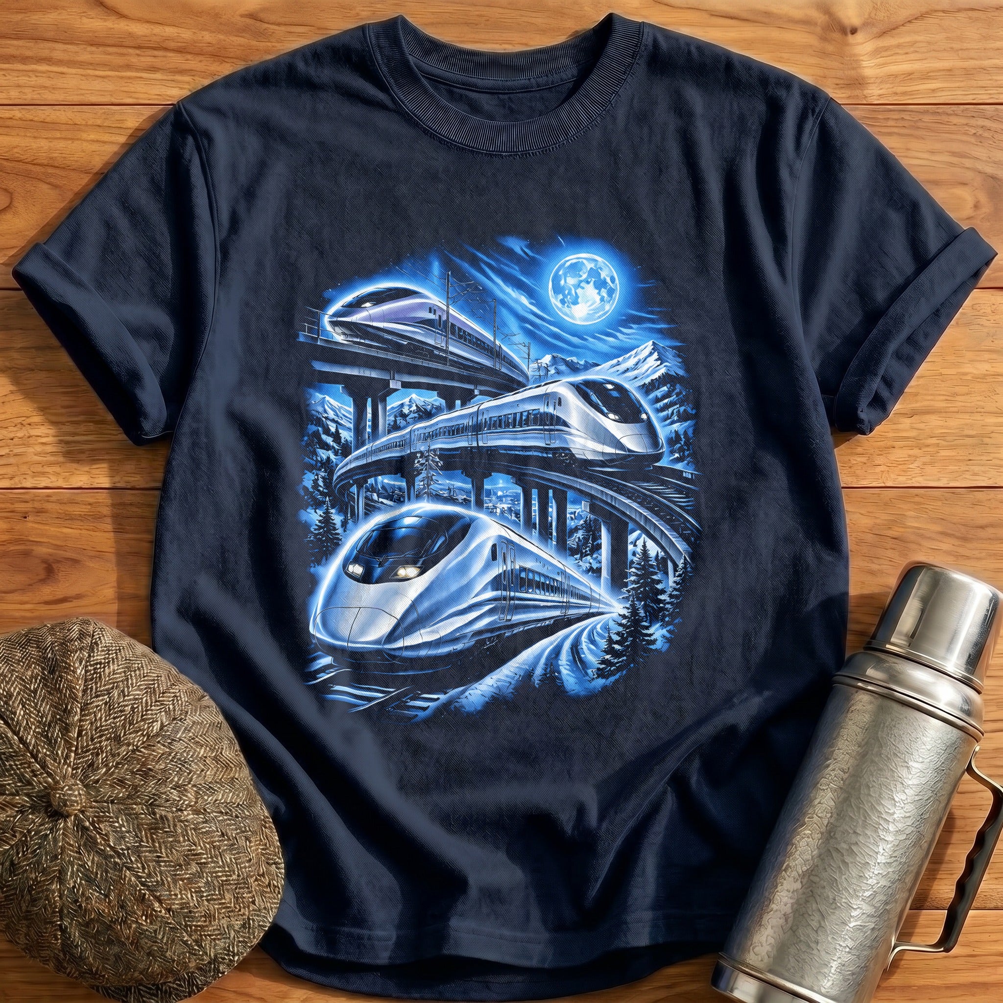 Futuristic Train Lover Night Sky - Navy
