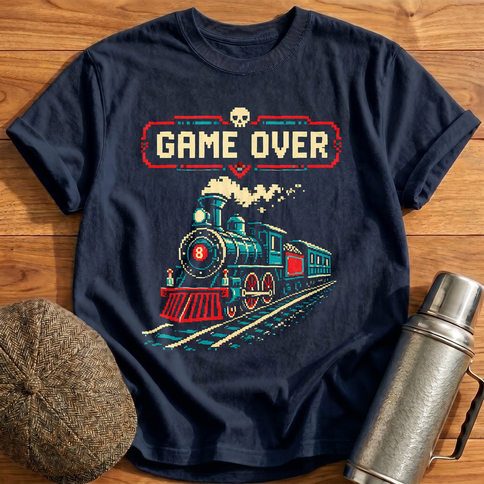 Game Over Steam T-Shirt - Navy