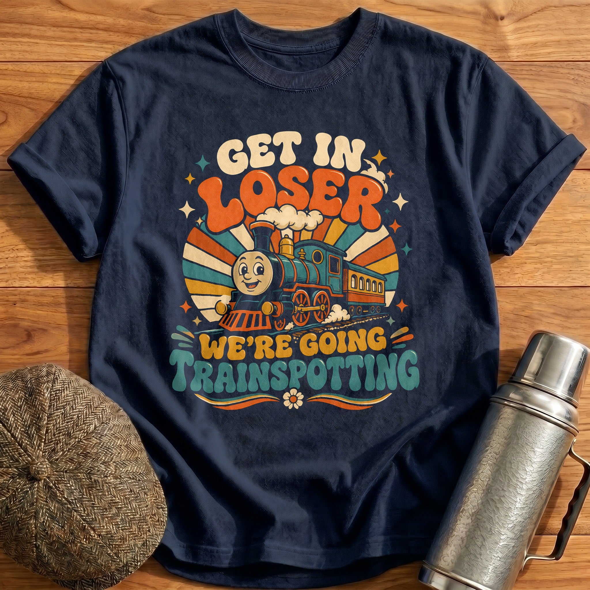 Get In Loser We're Going Trainspotting Train - Navy