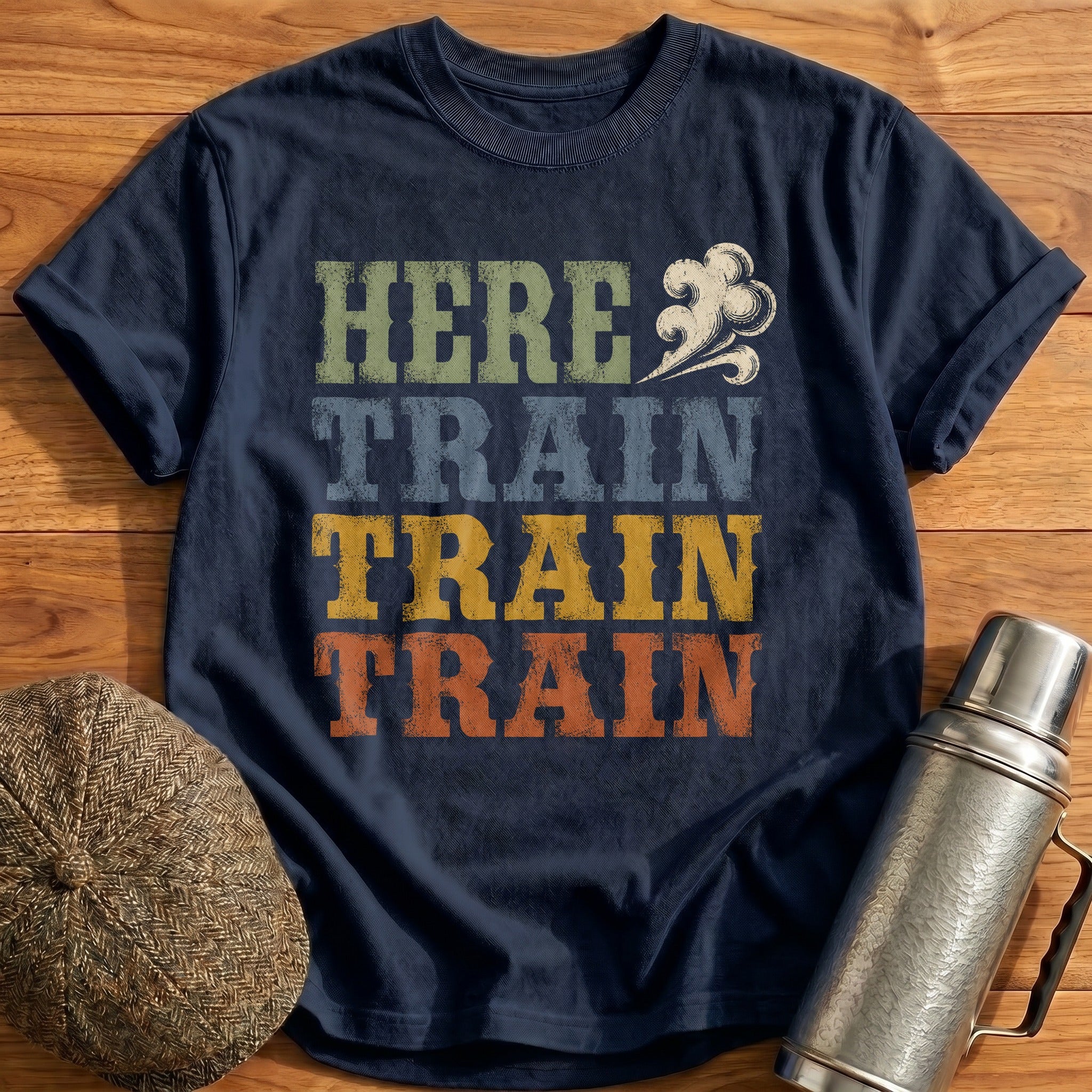 Here Train Train Train T-Shirt - Navy