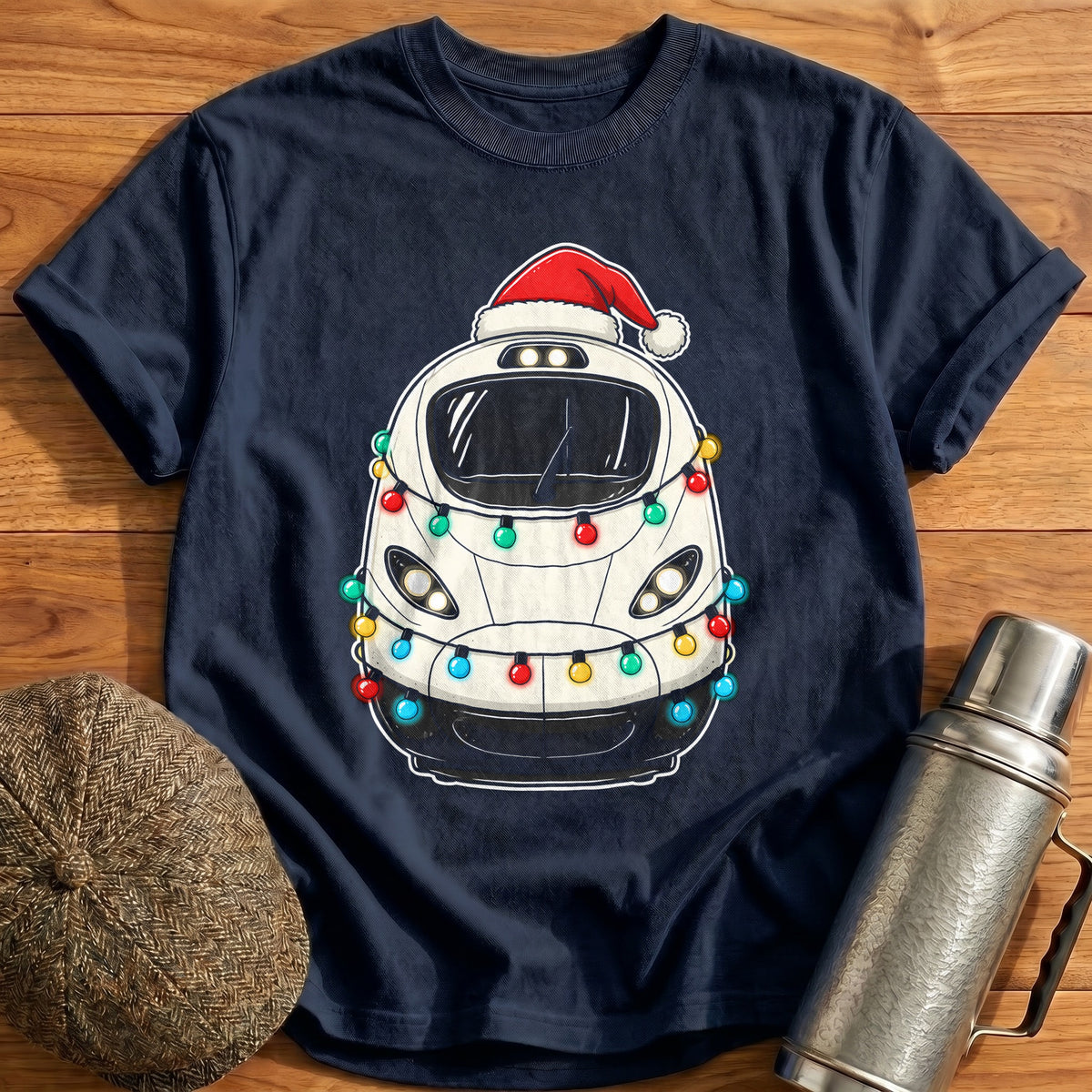High Speed Train Christmas Lights 67 T-Shirt - Navy