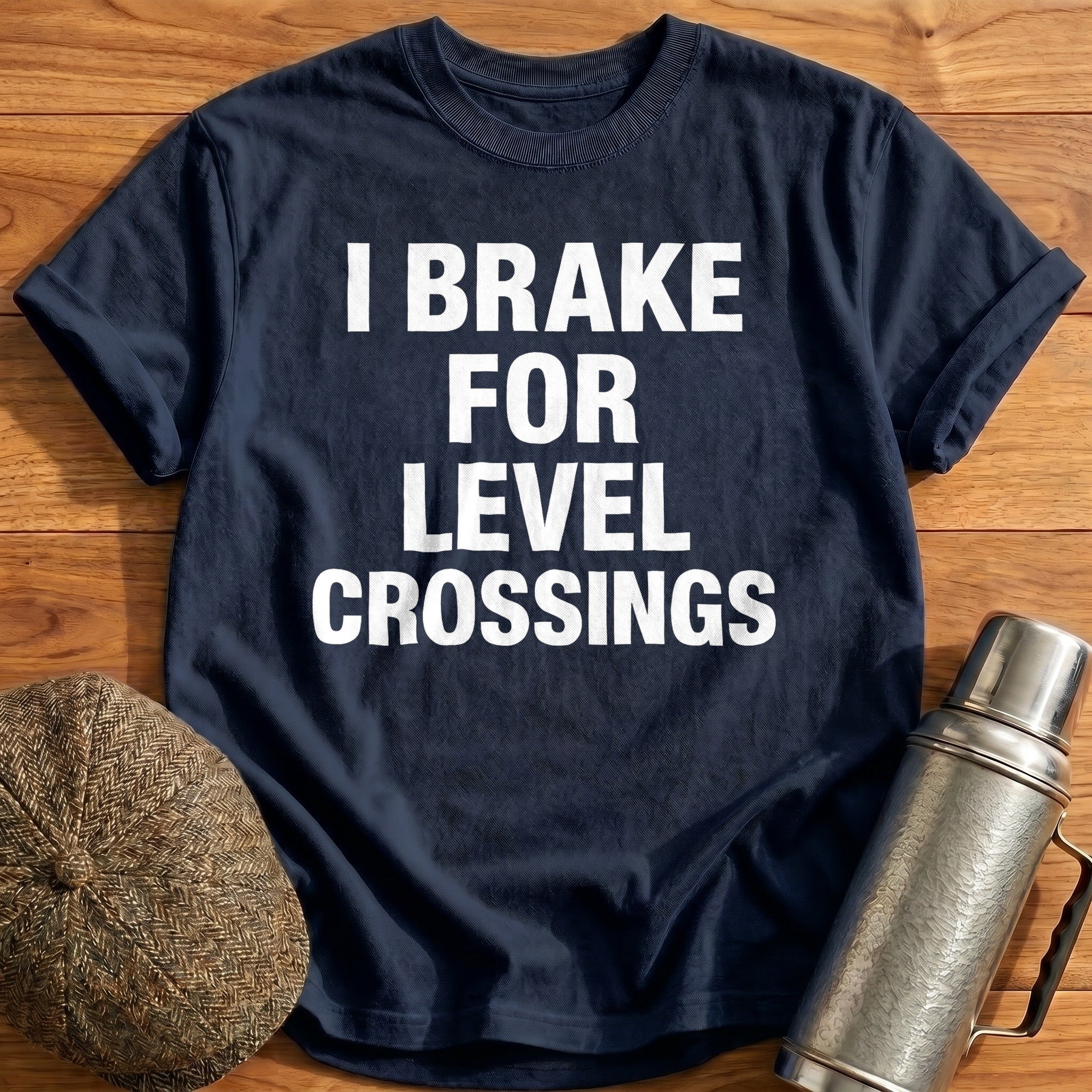 I Brake for Level Crossings T-Shirt - Navy