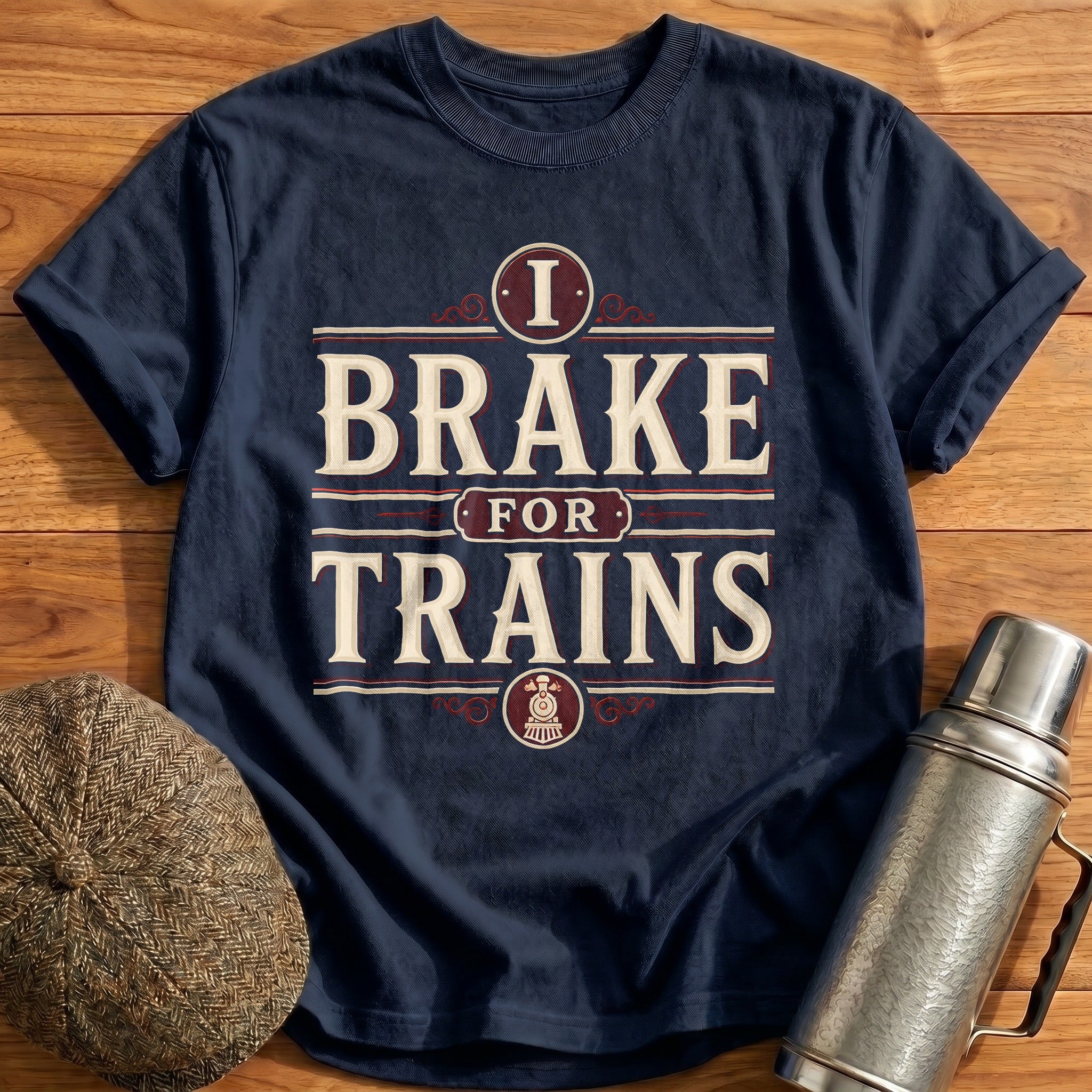 I Brake For Trains Train Spotter - Navy