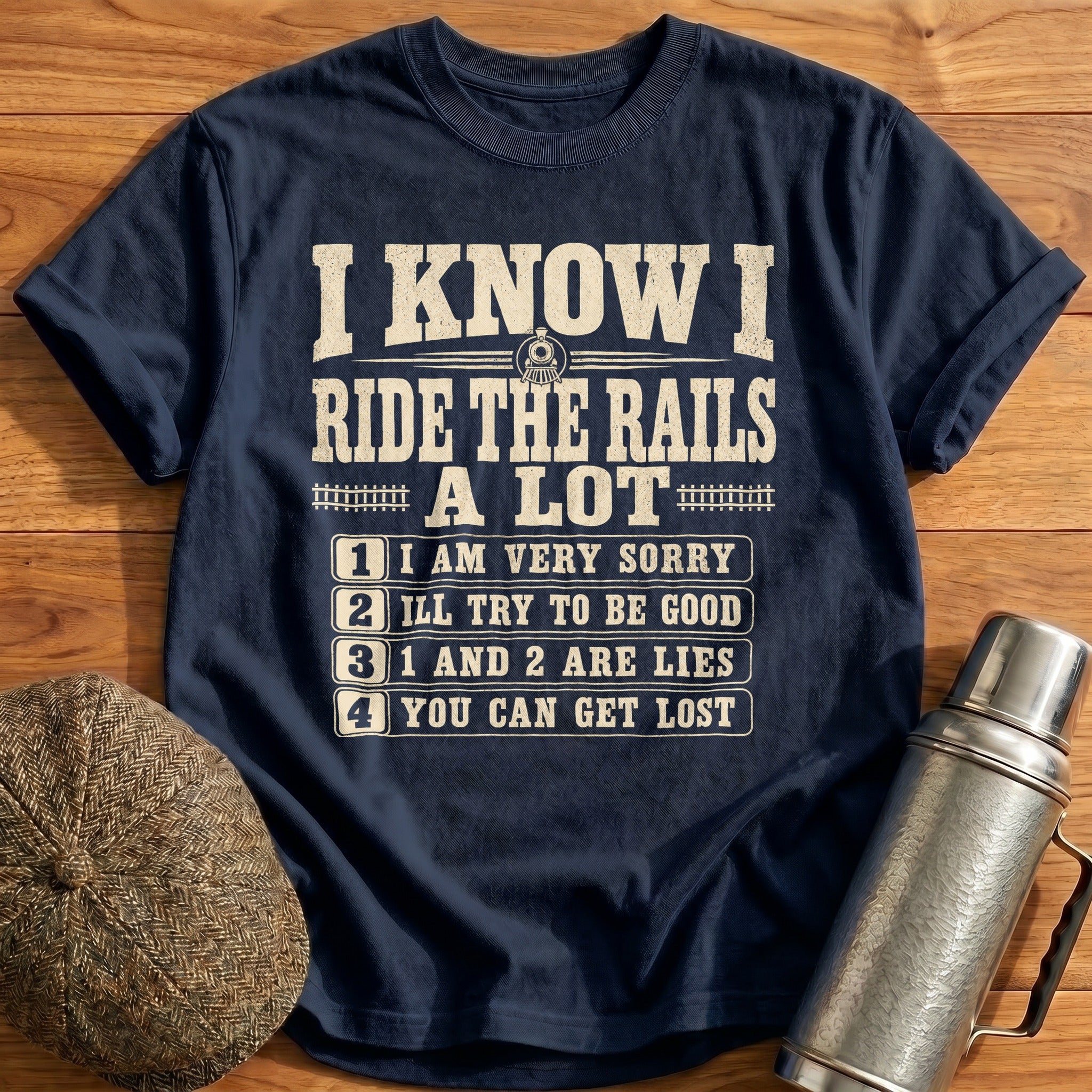 I Know I Ride The Rails A Lot T-Shirt - Navy
