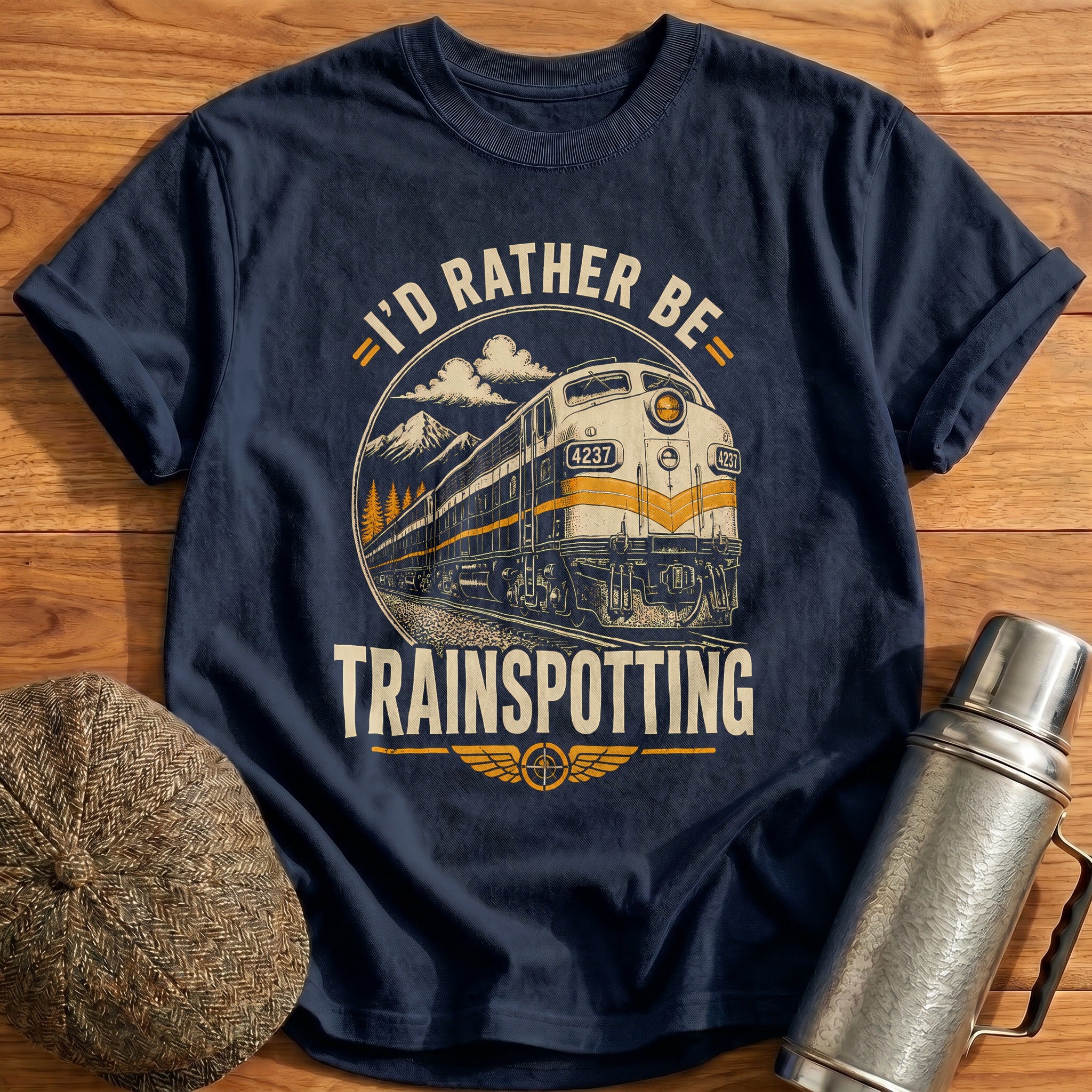 I'd Rather Be Trainspotting T-Shirt - Navy