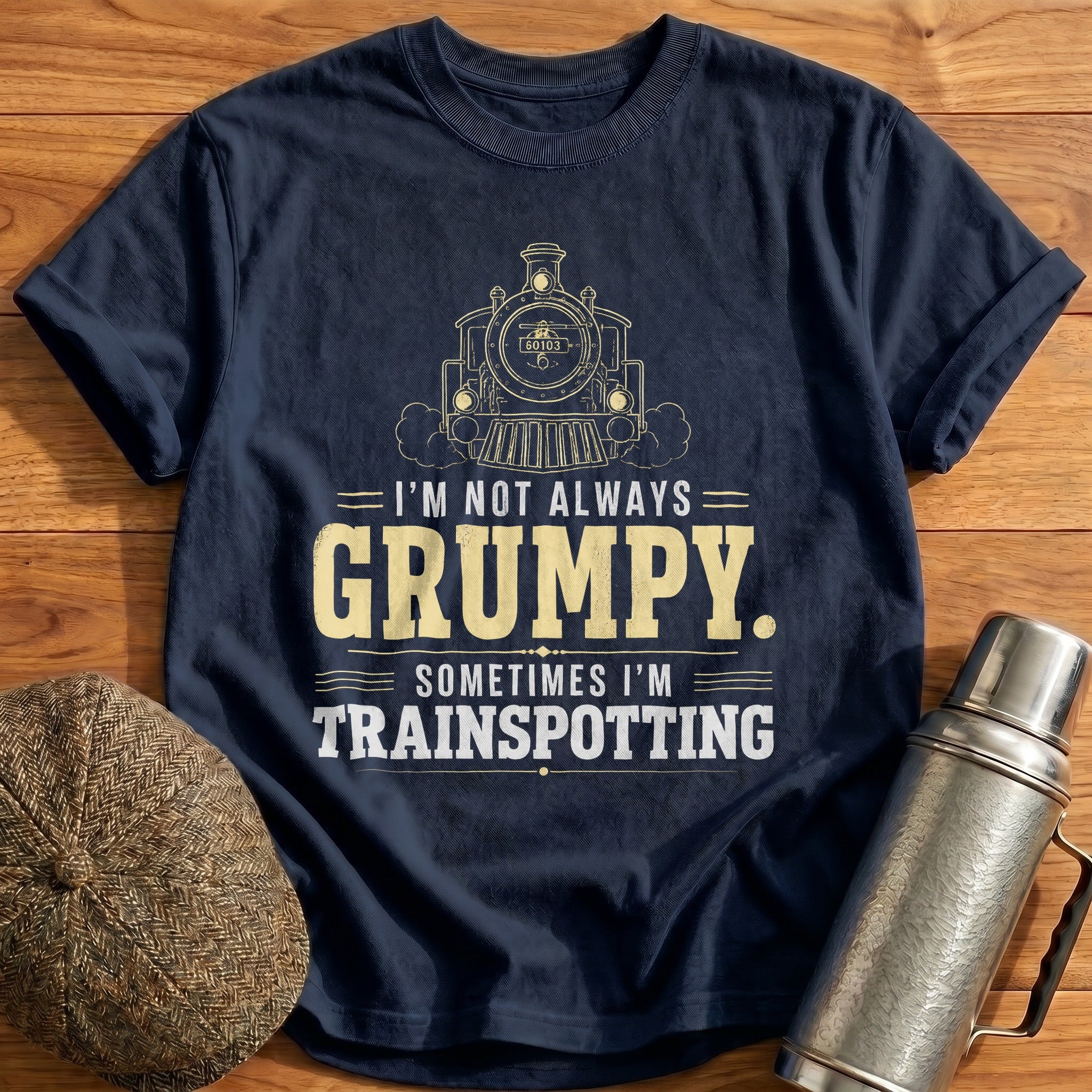 I'm Not Always Grumpy Sometimes I'm Trainspotting T-Shirt - Navy