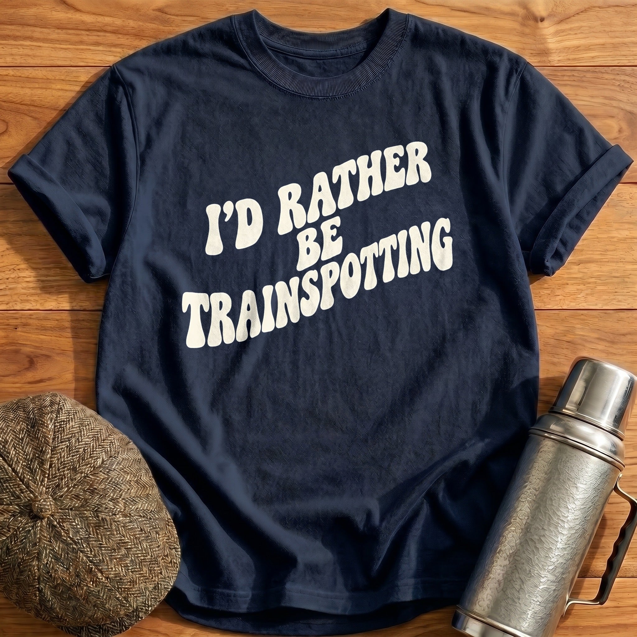 Id Rather Be Trainspotting 44 T-Shirt - Navy
