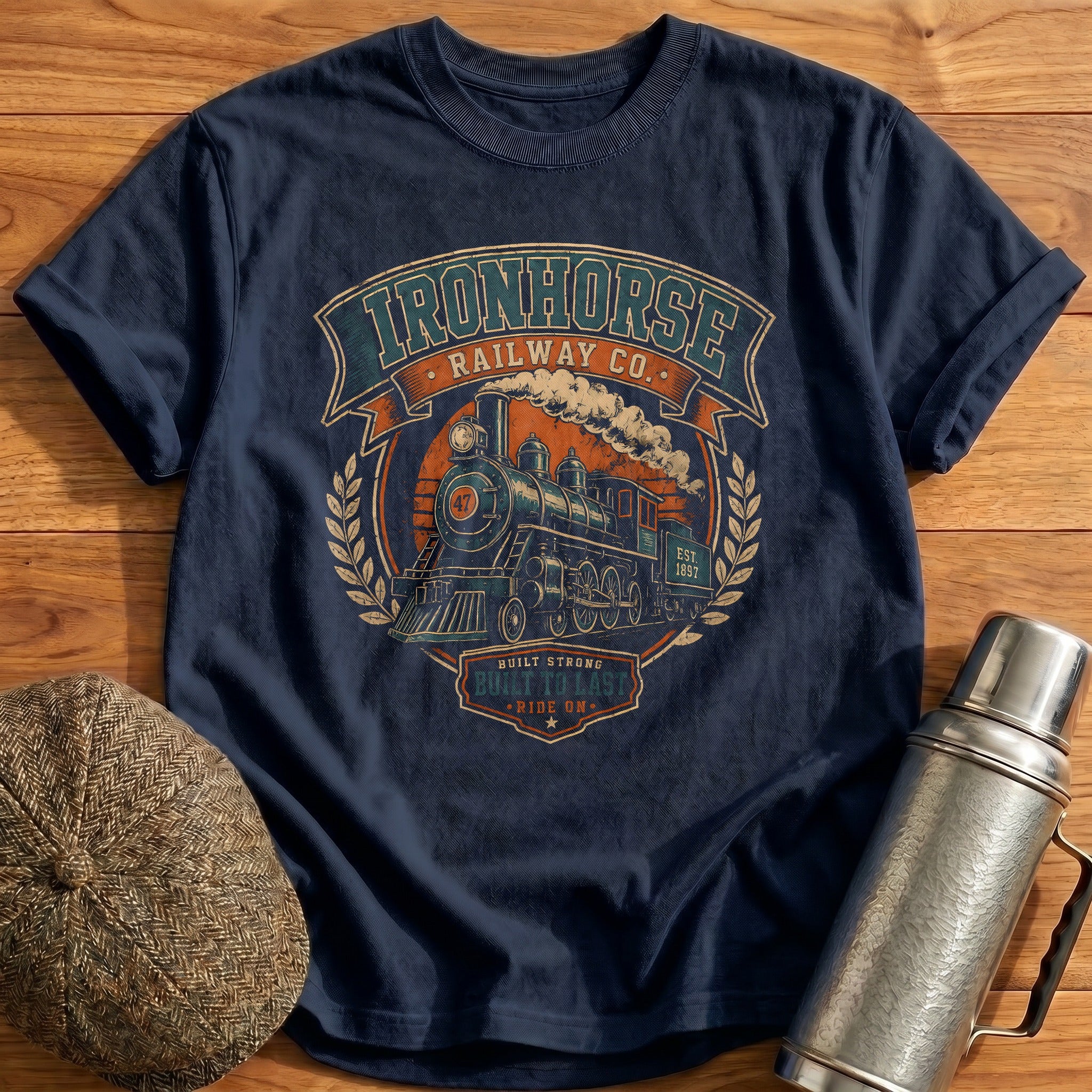 Ironhorse Railway Co Built Strong Built To Ride On - Navy