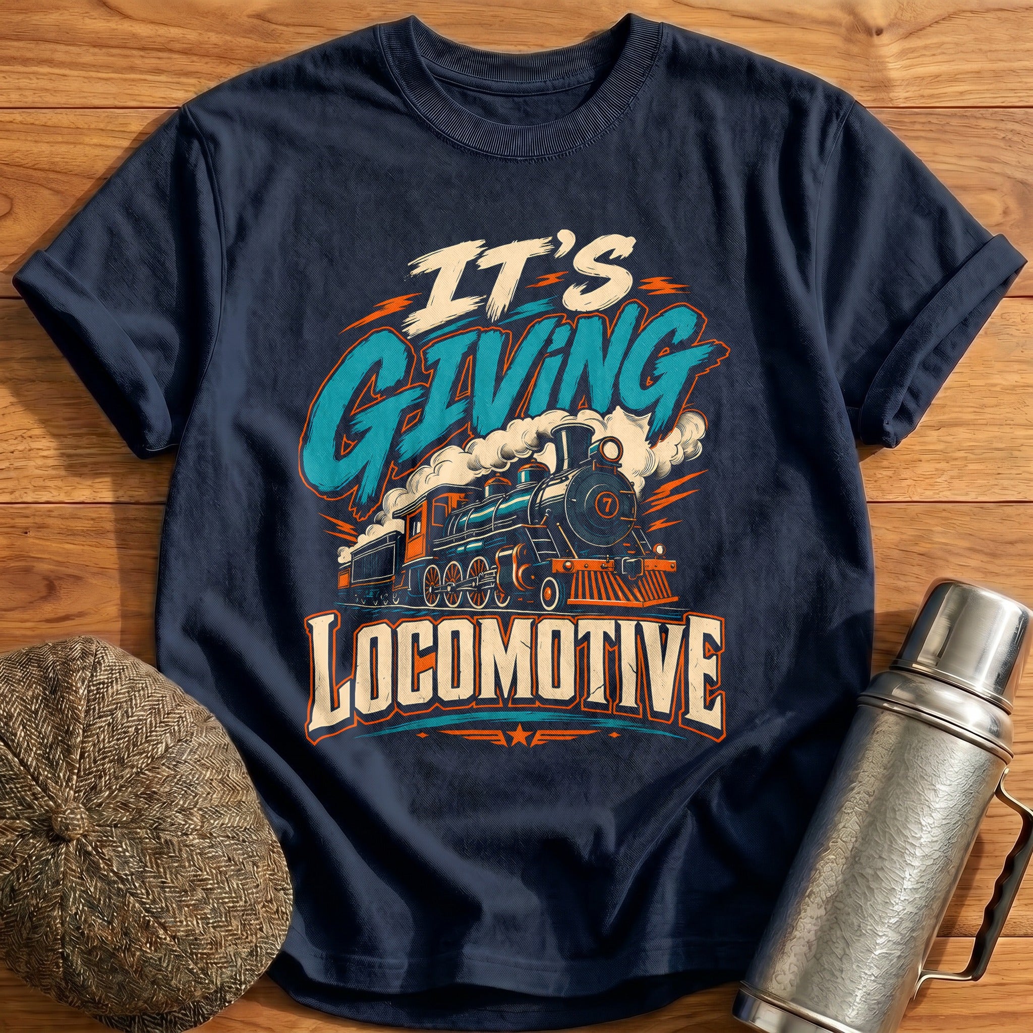 Its Giving Locomotive Train Enthusiast Vintage - Navy