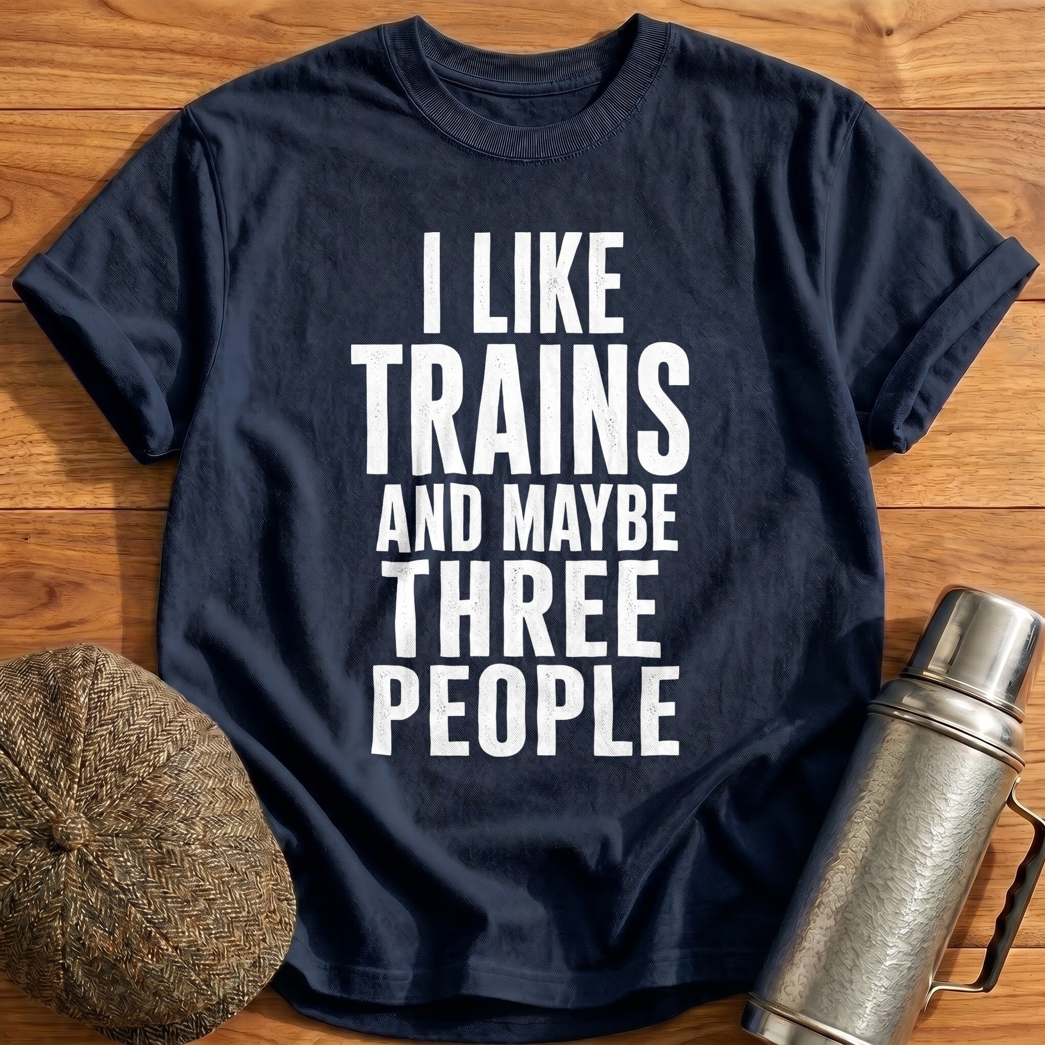 Like Trains Three People 53 T-Shirt - Navy