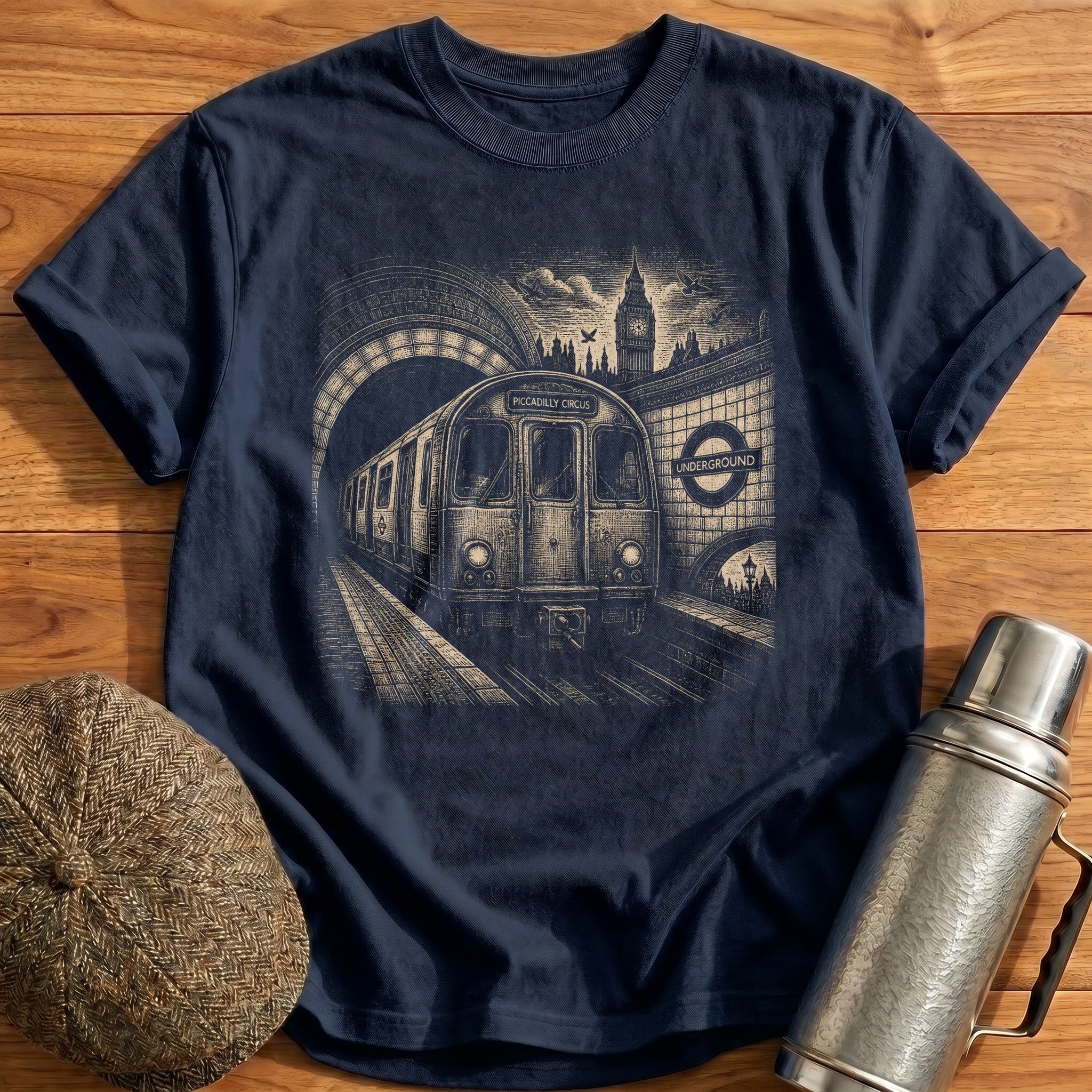 London Underground Tube Train T-Shirt - Navy