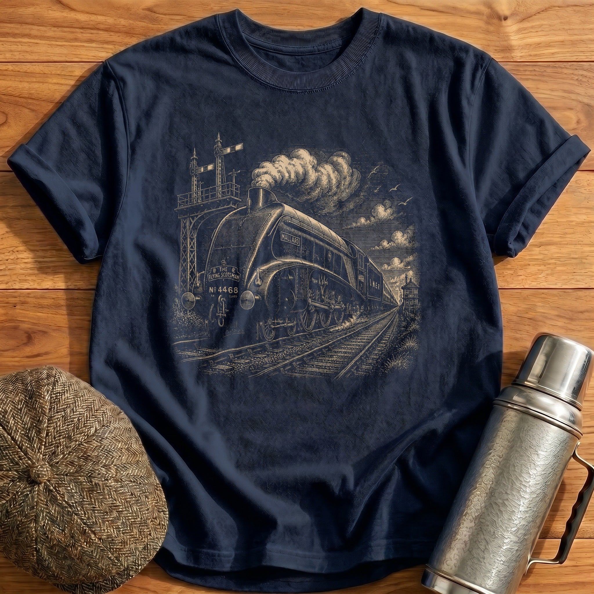 Mallard LNER A4 Streamlined Pacific T-Shirt - Navy