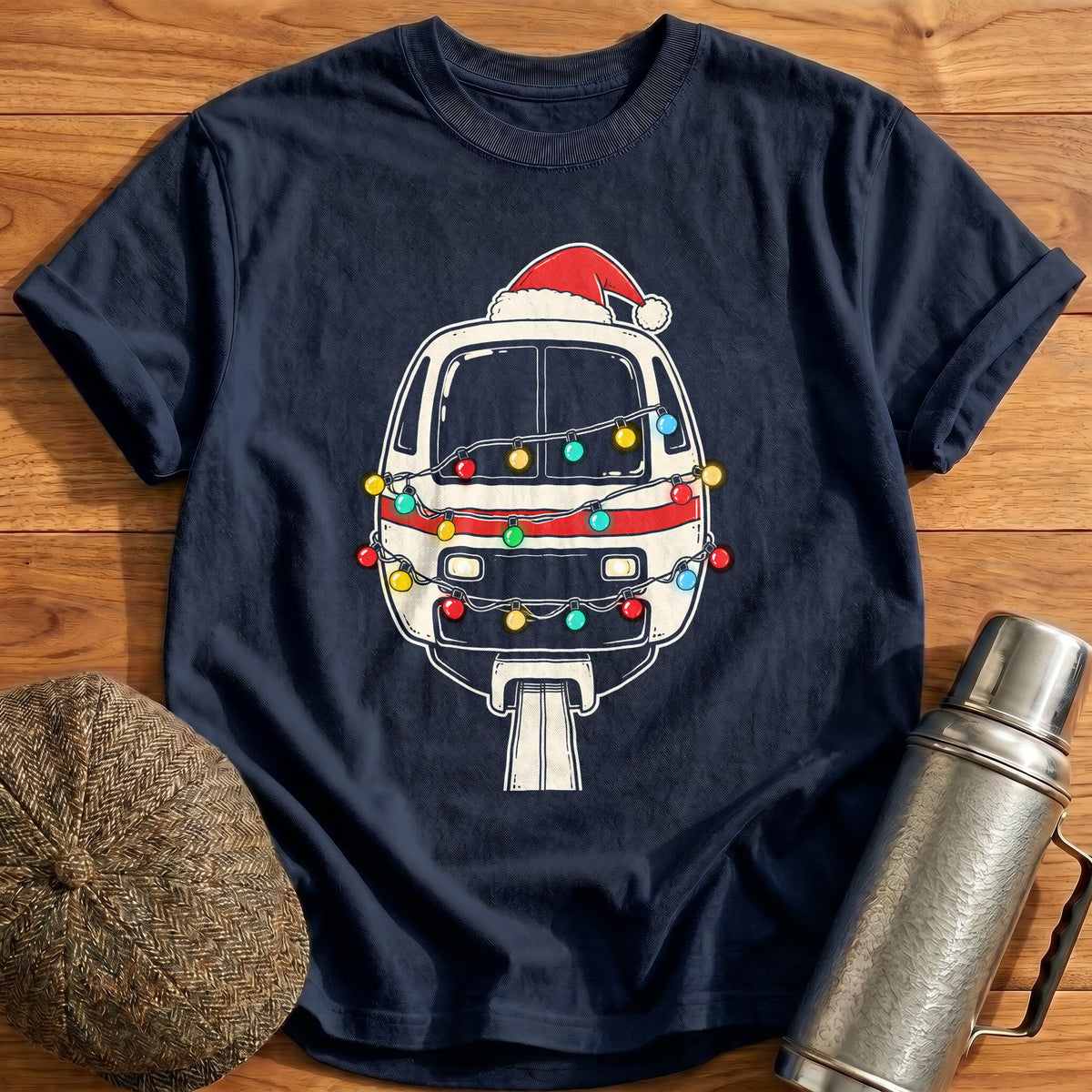 Monorail Christmas Lights 38 T-Shirt - Navy