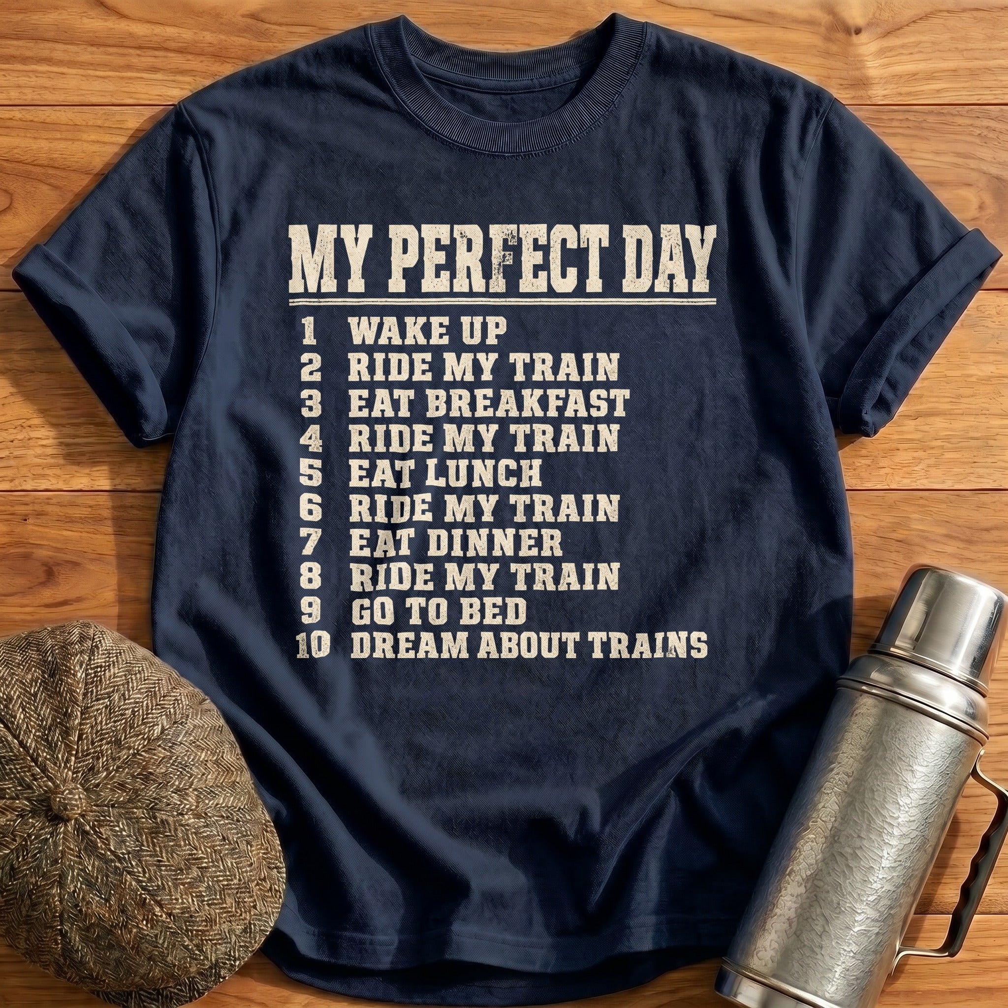 My Perfect Day Train T-Shirt - Navy