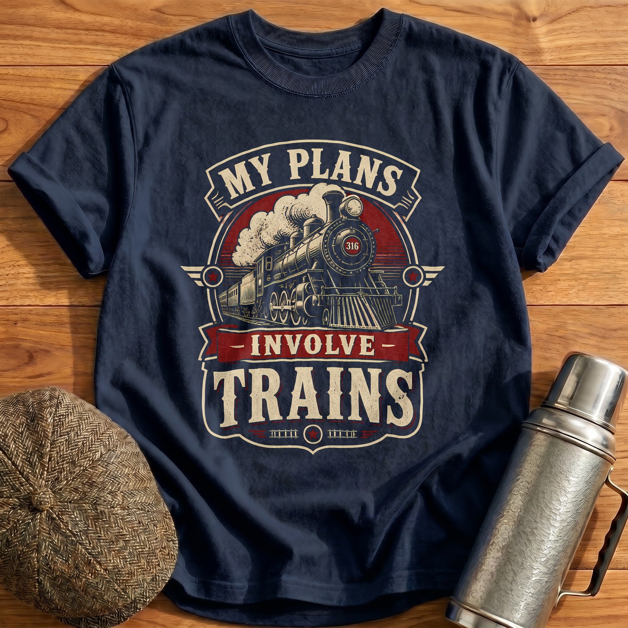 My Plans Involve Trains T-Shirt - Navy