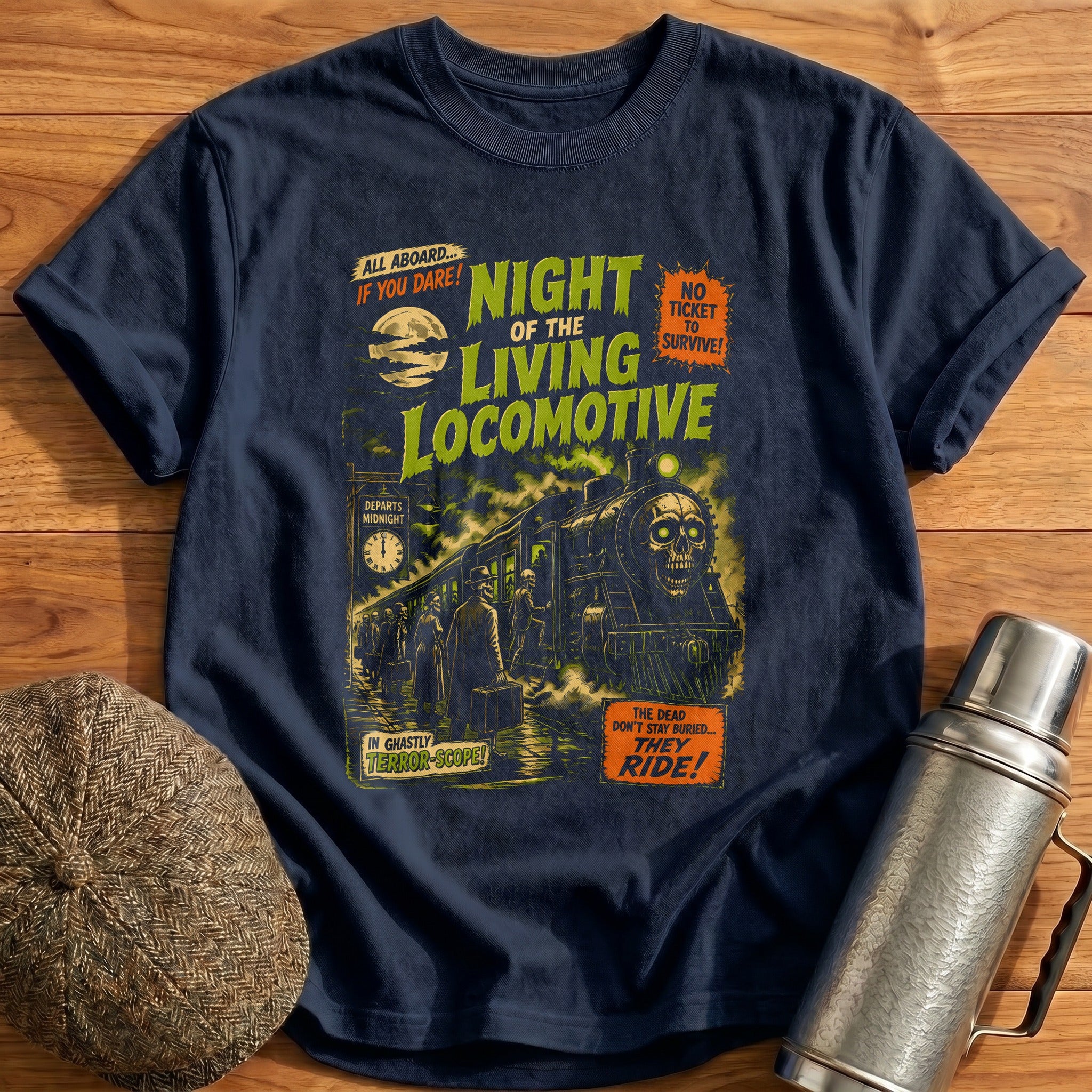 Night Of The Living Locomotive T-Shirt - Navy