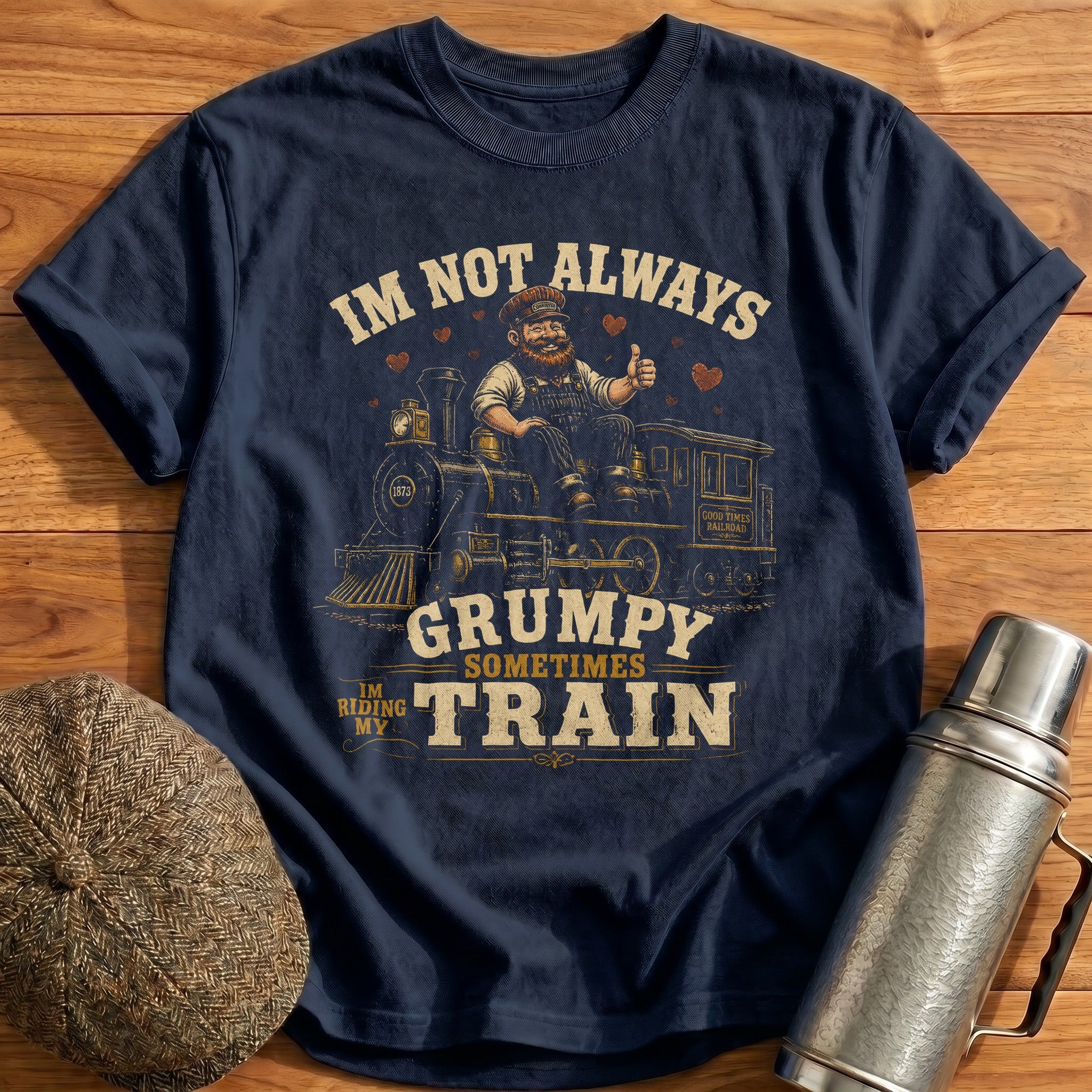 Not Always Grumpy Train T-Shirt - Navy